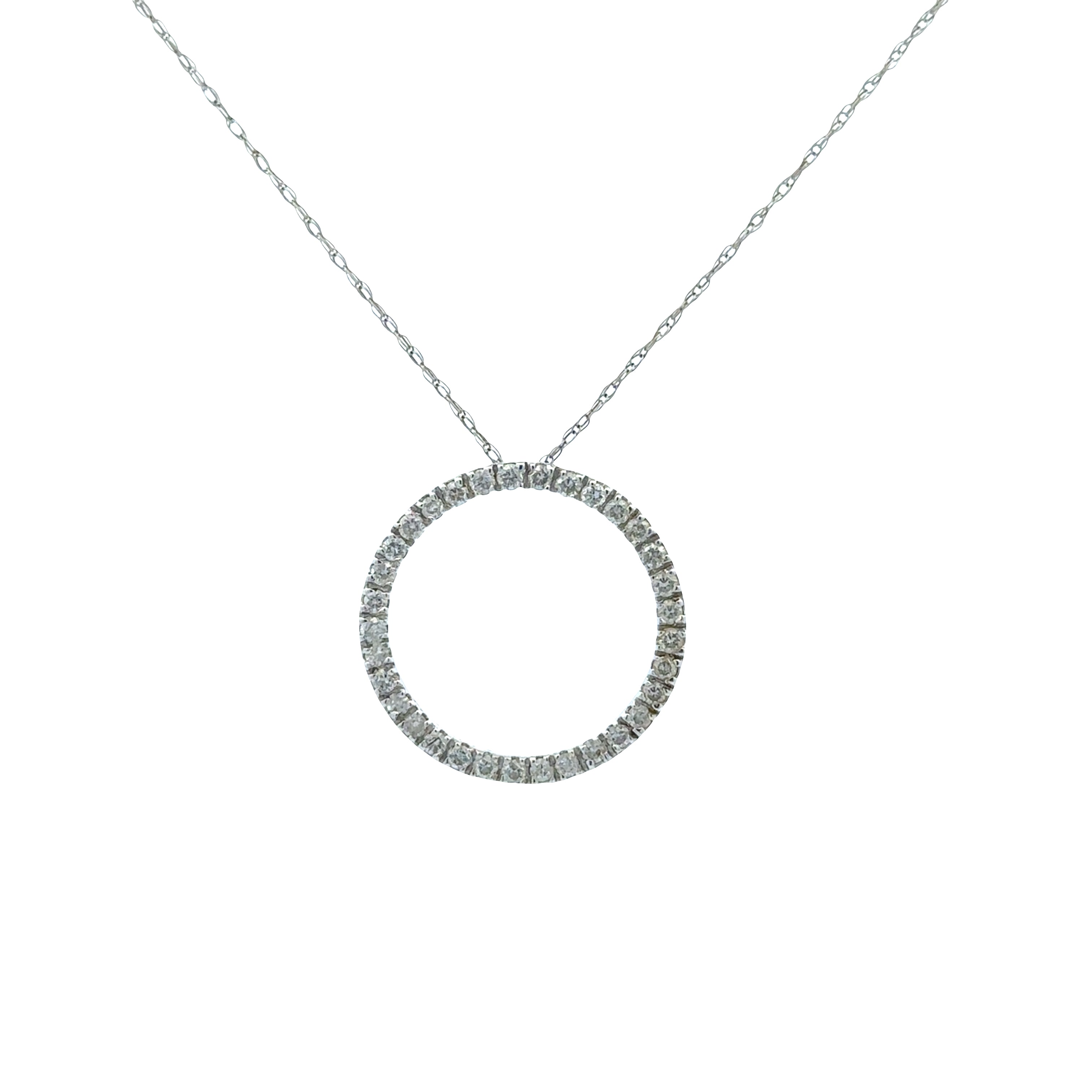 Estate Collection: 14K White Gold 0.3CTW. Diamond Circle Pendant Necklace