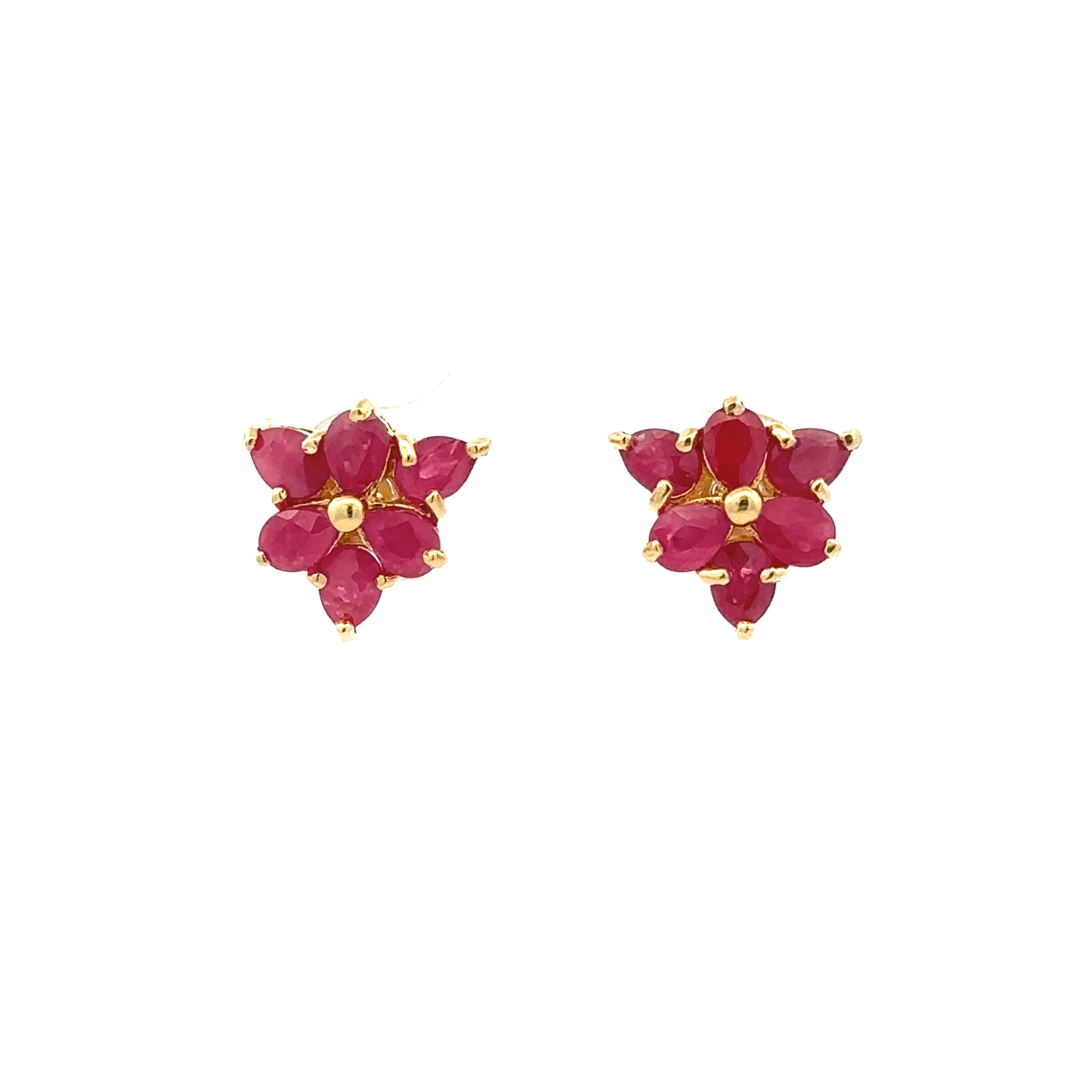 Estate Collection: 14K Yellow Gold Ruby Triangle Stud Earrings