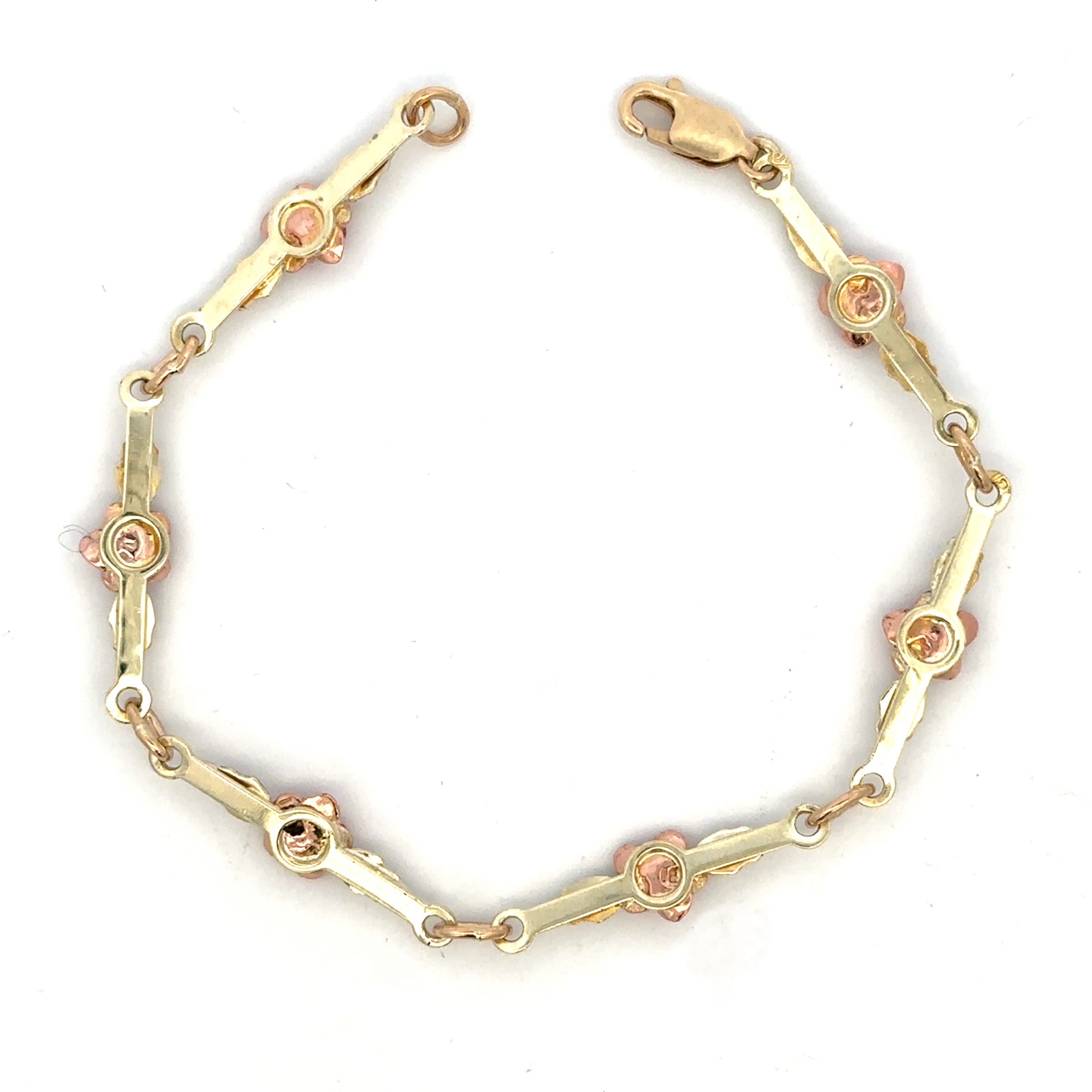 Back of 10K Yellow Gold 6.5" Flower And Leaf Bracelet