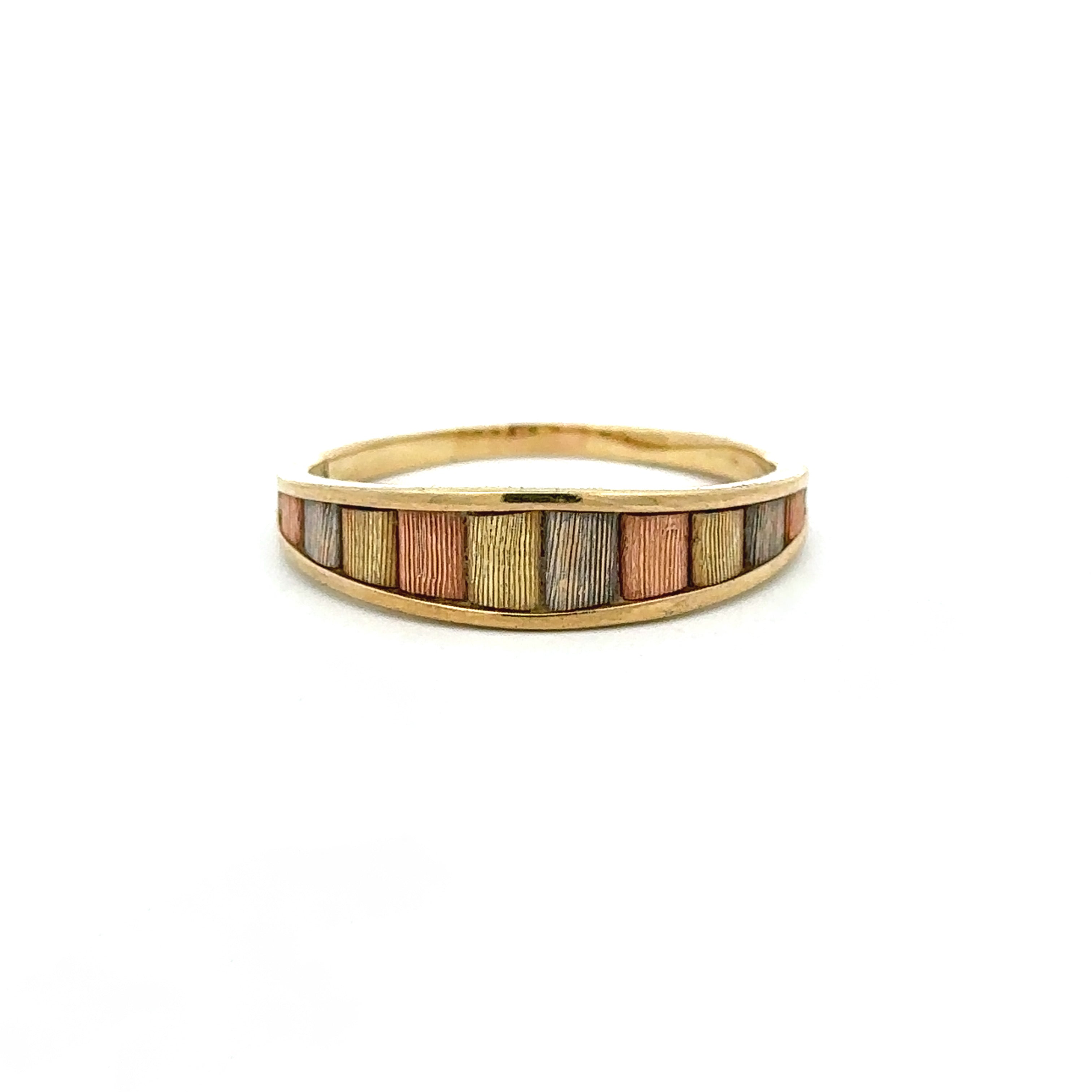 Tritone Gold Ring on a white background 