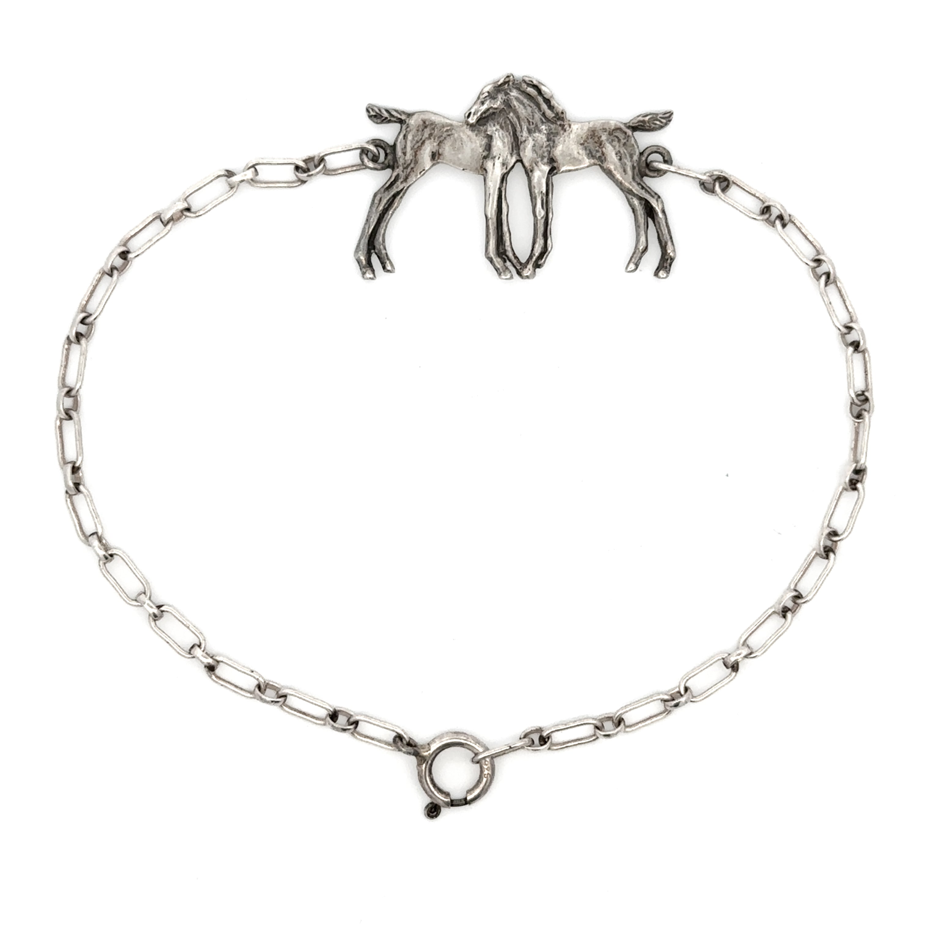 Estate Collection: Sterling Silver Horse Motif Link Bracelet