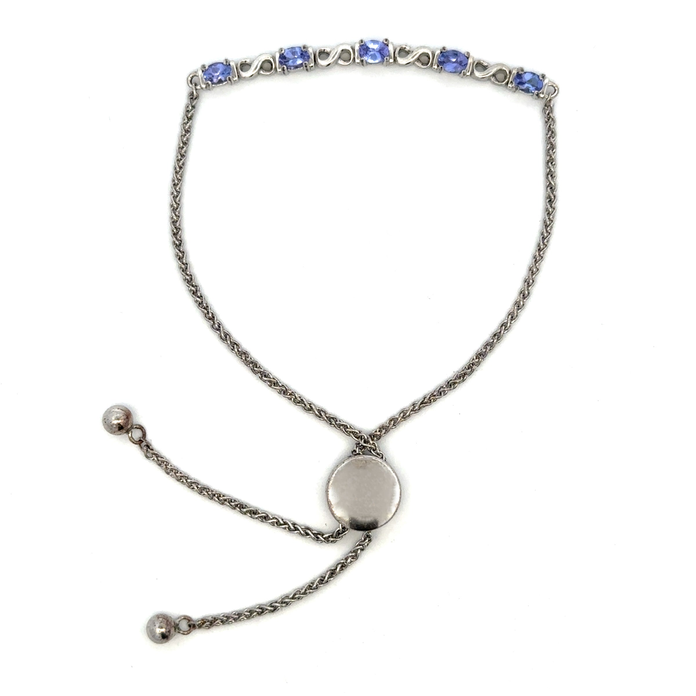 sterling silver bolo bracelet on a white background 
