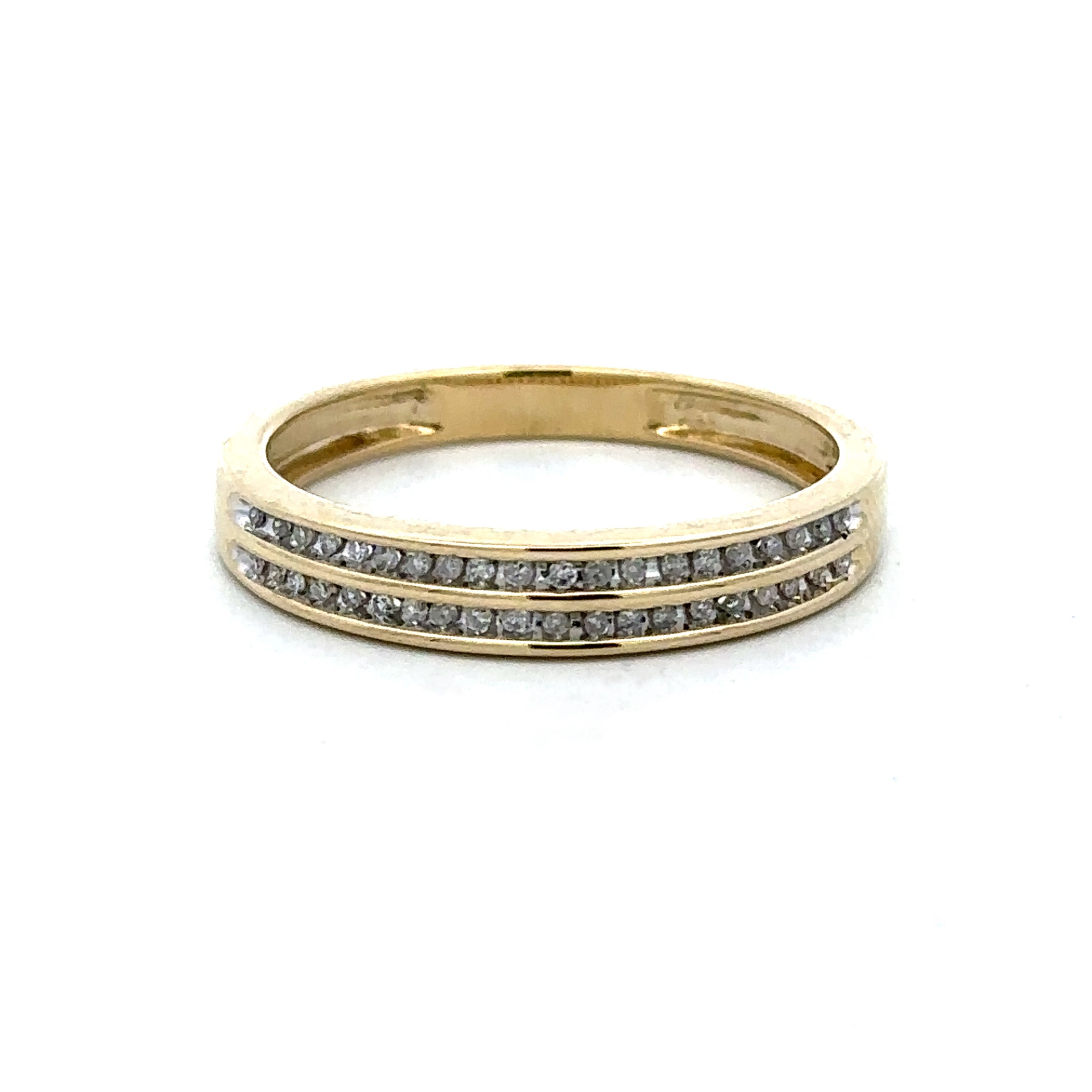 Estate Collection: 10K Yellow Gold Double Row 0.1CTW. Natural Diamond Wedding Band