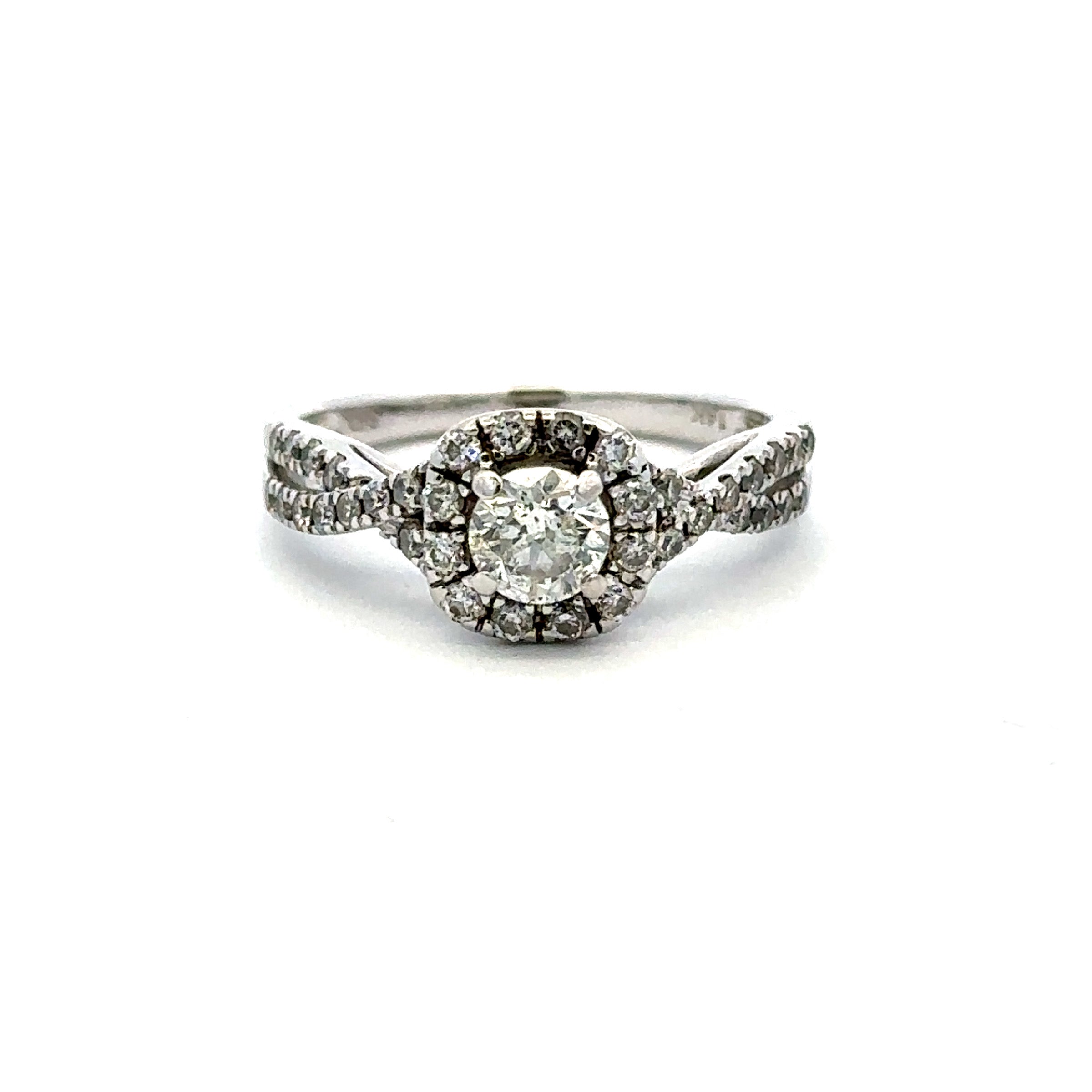 Engagement ring on a white background 