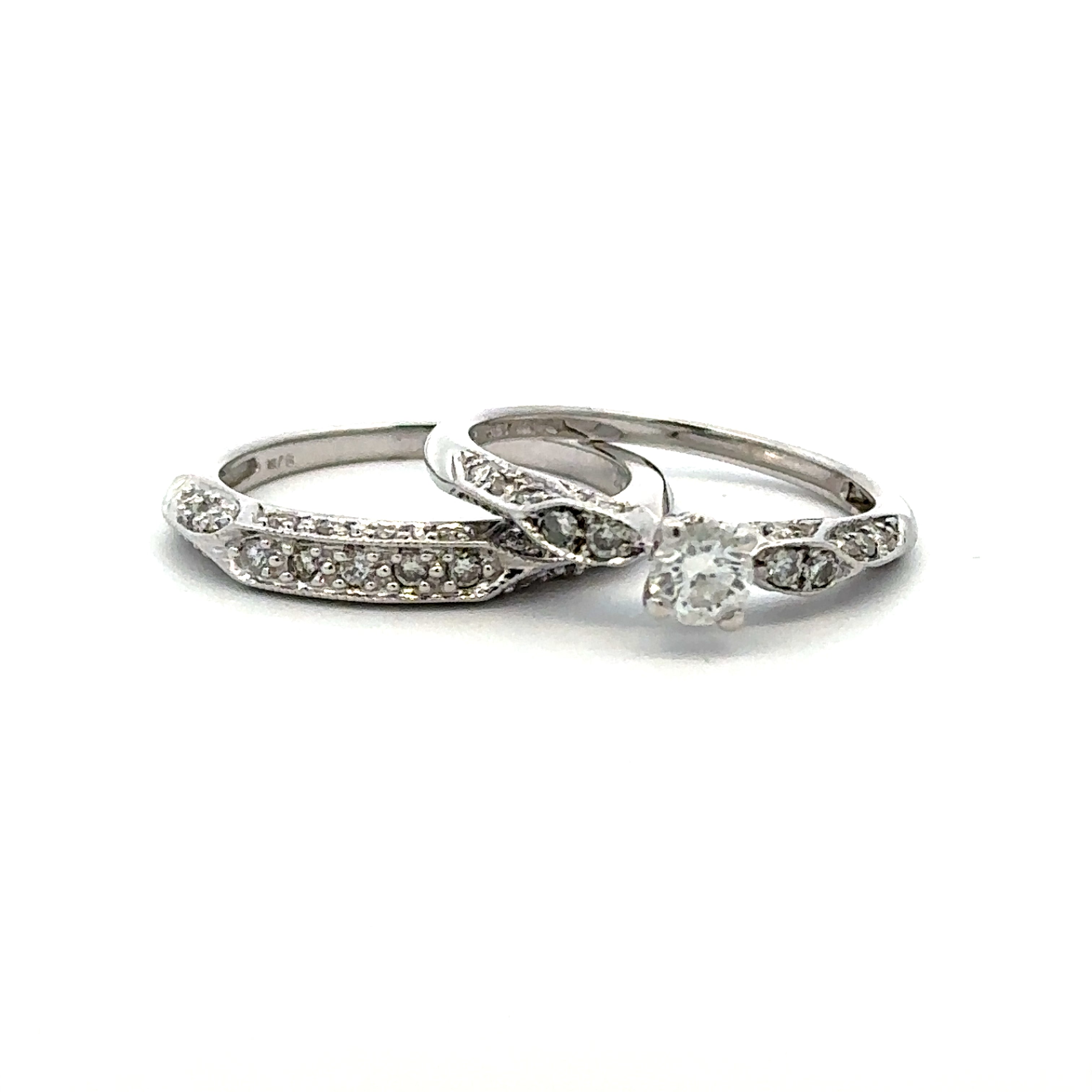 Natural diamond white gold wedding set 