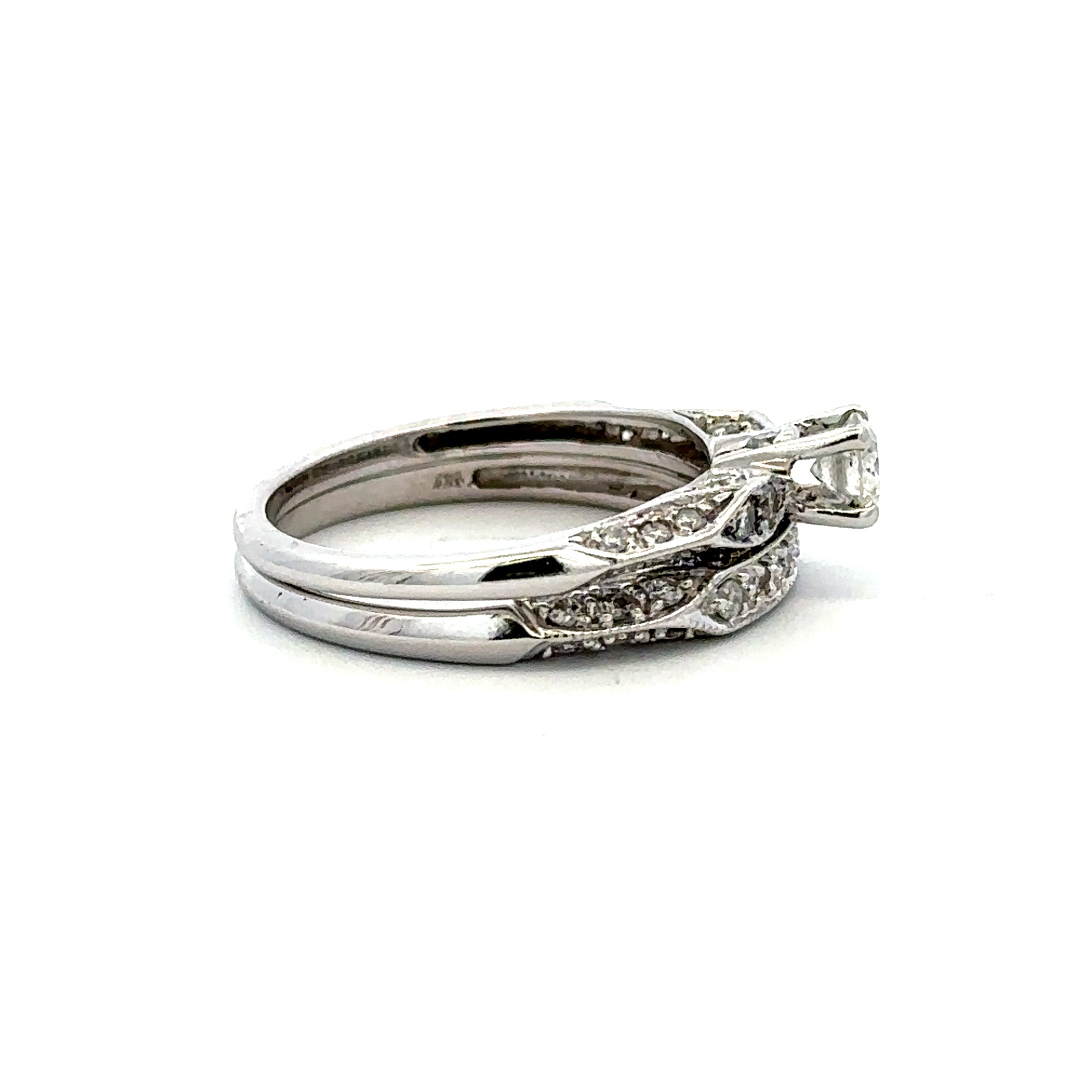 Natural diamond white gold wedding set 