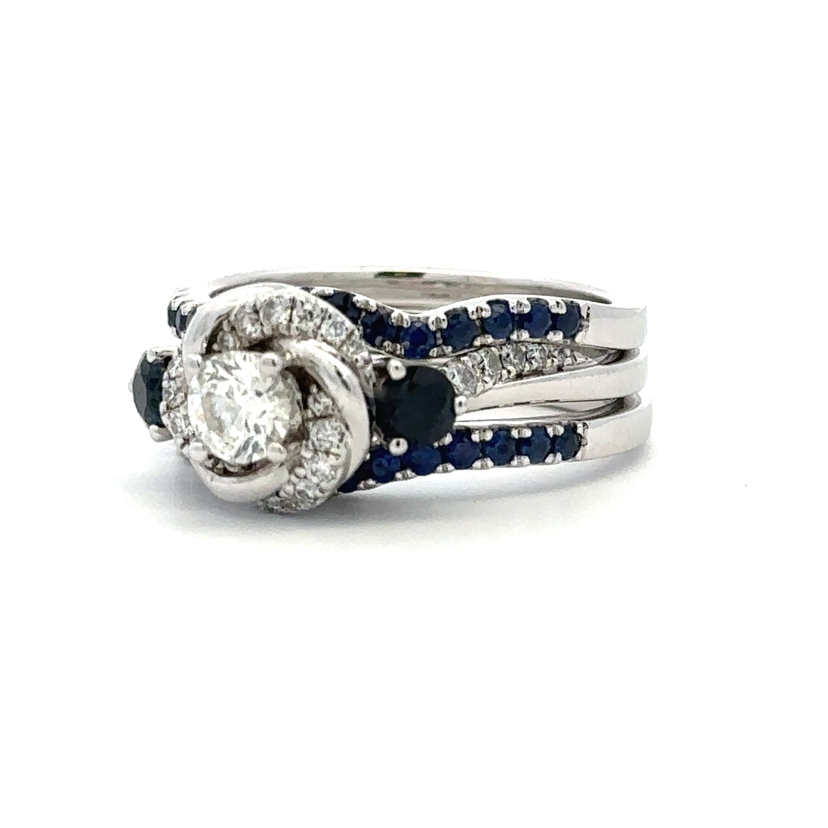 Sapphire and diamond ring set 