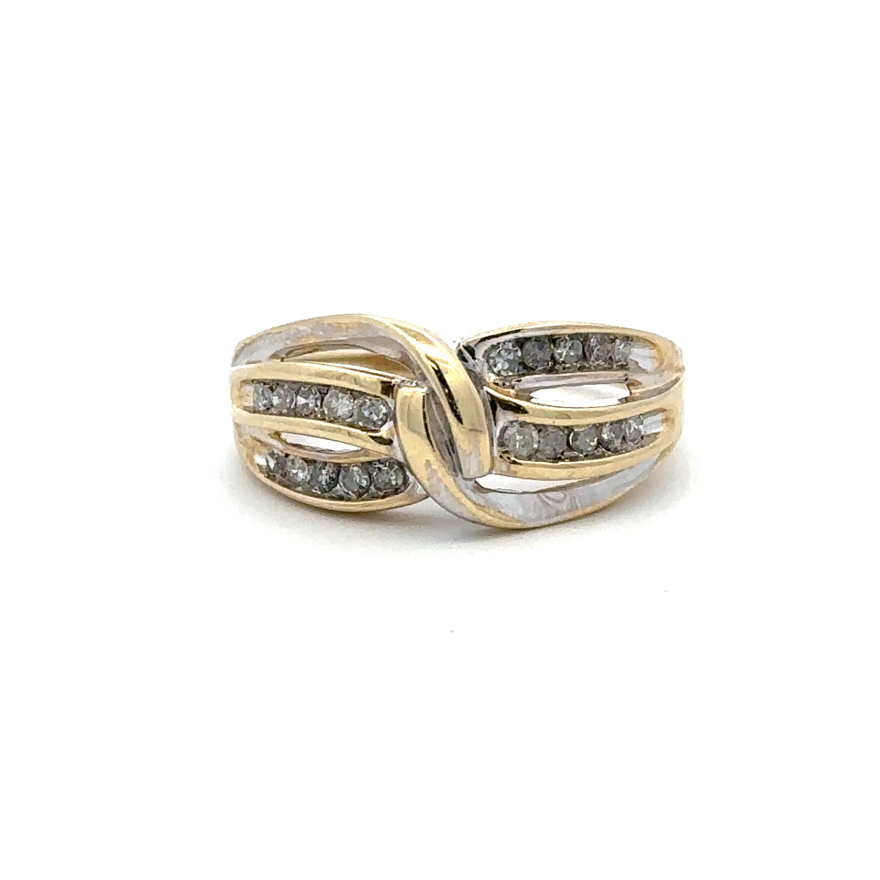 Estate Collection: 10K Gold Two-Toned Diamond 3-Strand Knot Ring