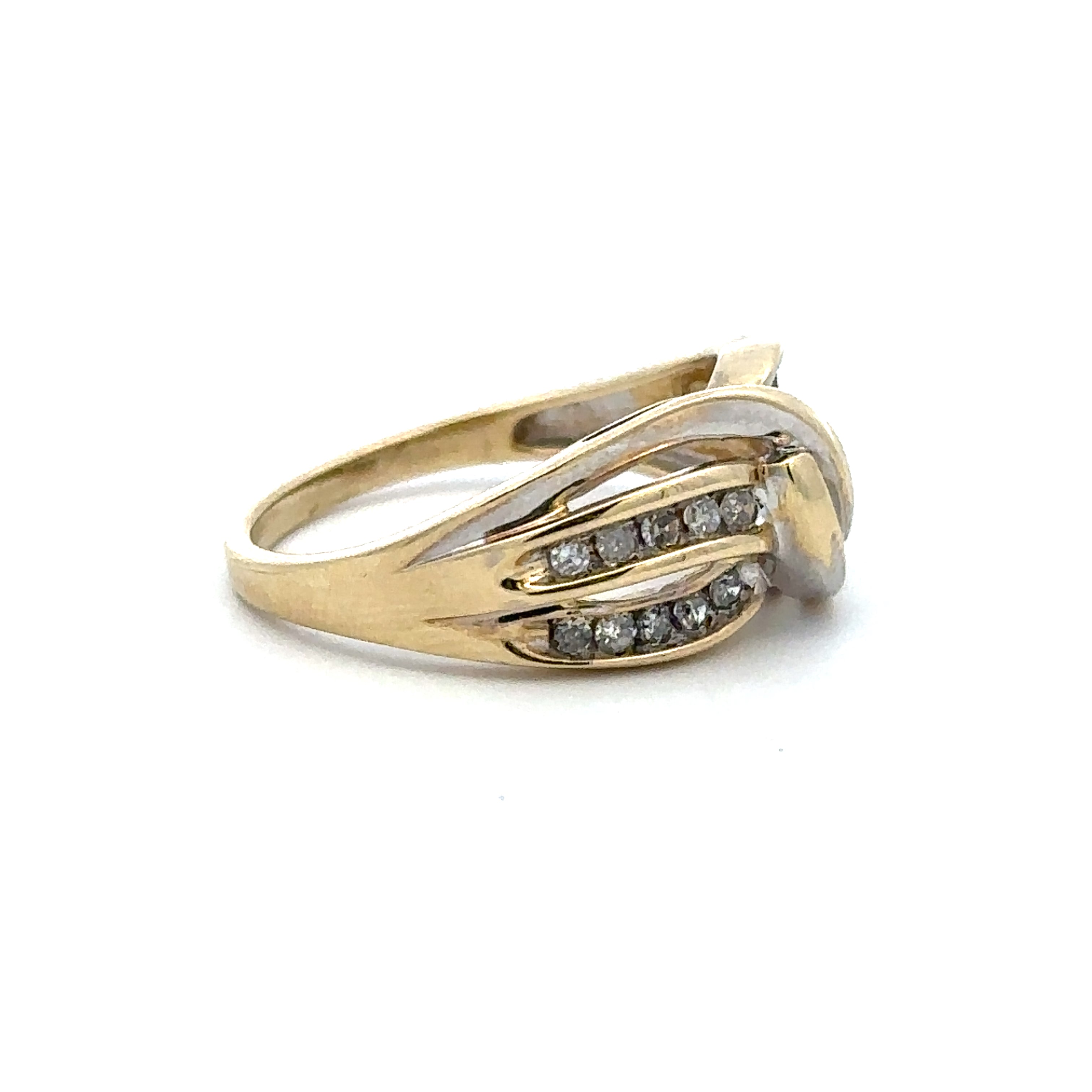 Estate Collection: 10K Gold Two-Toned Diamond 3-Strand Knot Ring