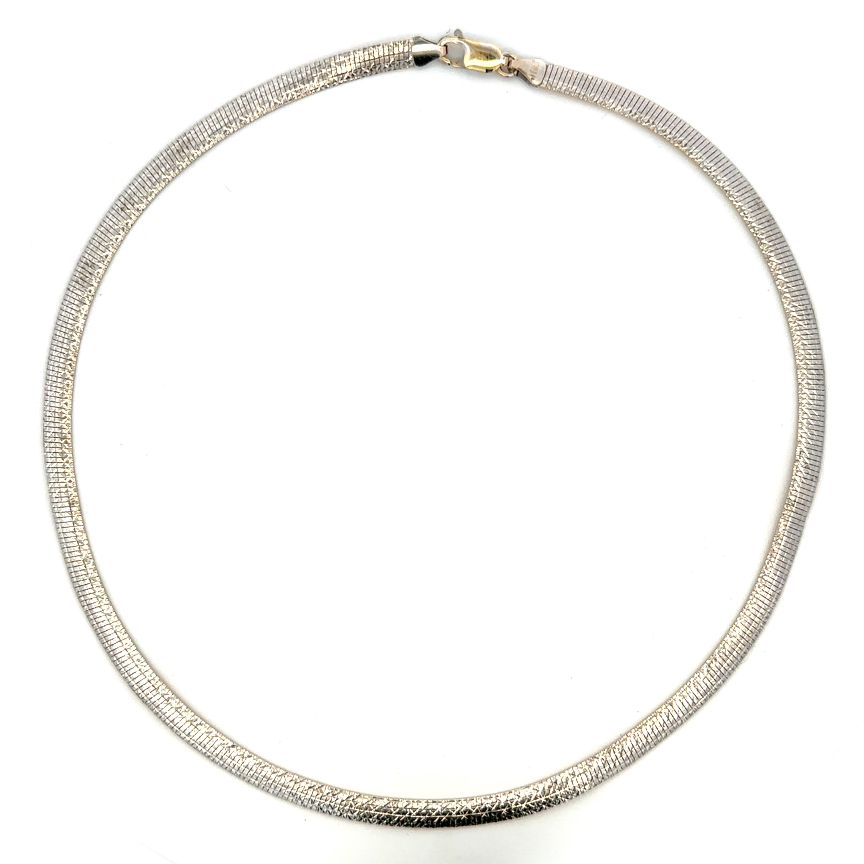 Estate Collection: 10K White & Yellow Gold 16"  Diamond-Cut Omega Chain Necklace