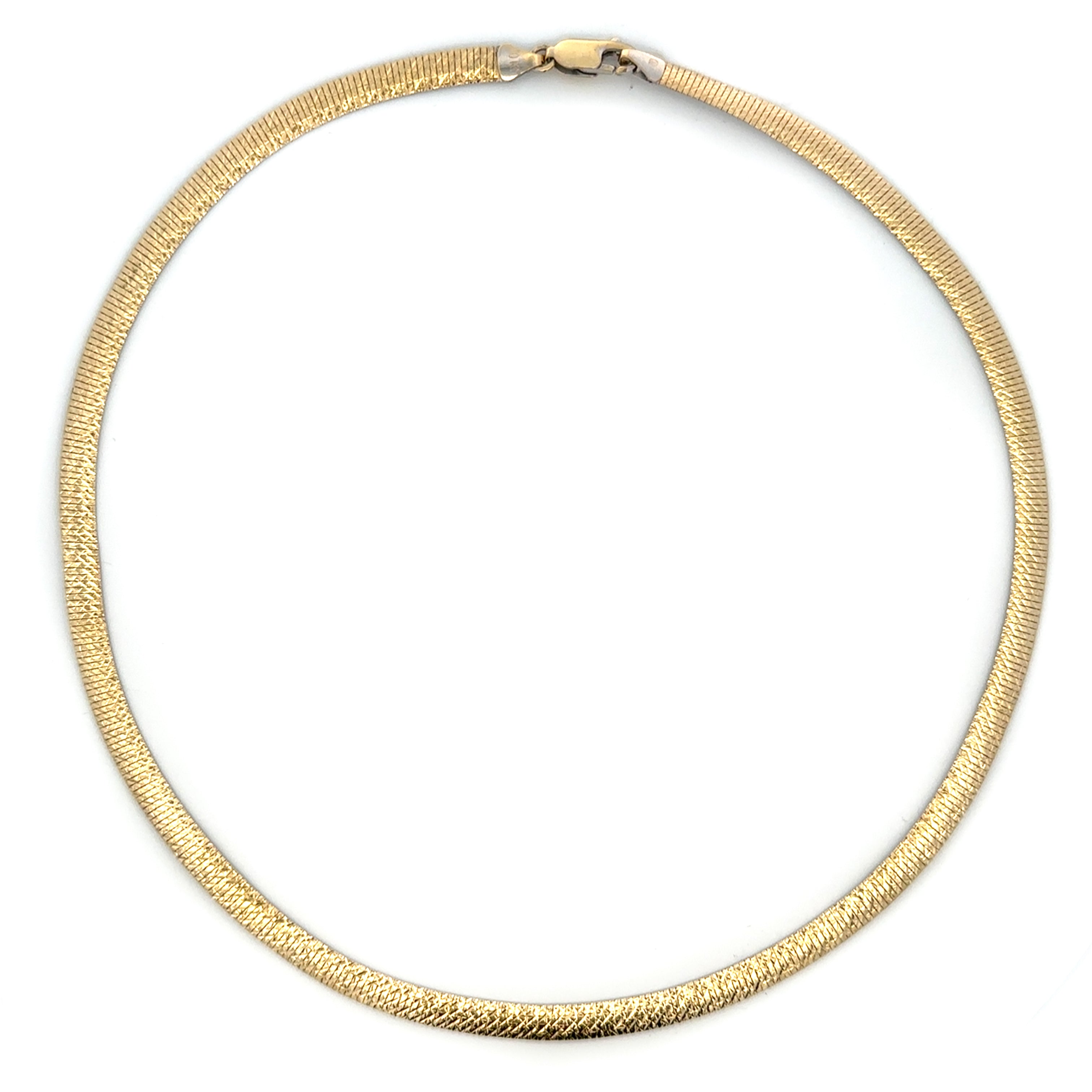 Estate Collection: 10K White & Yellow Gold 16"  Diamond-Cut Omega Chain Necklace