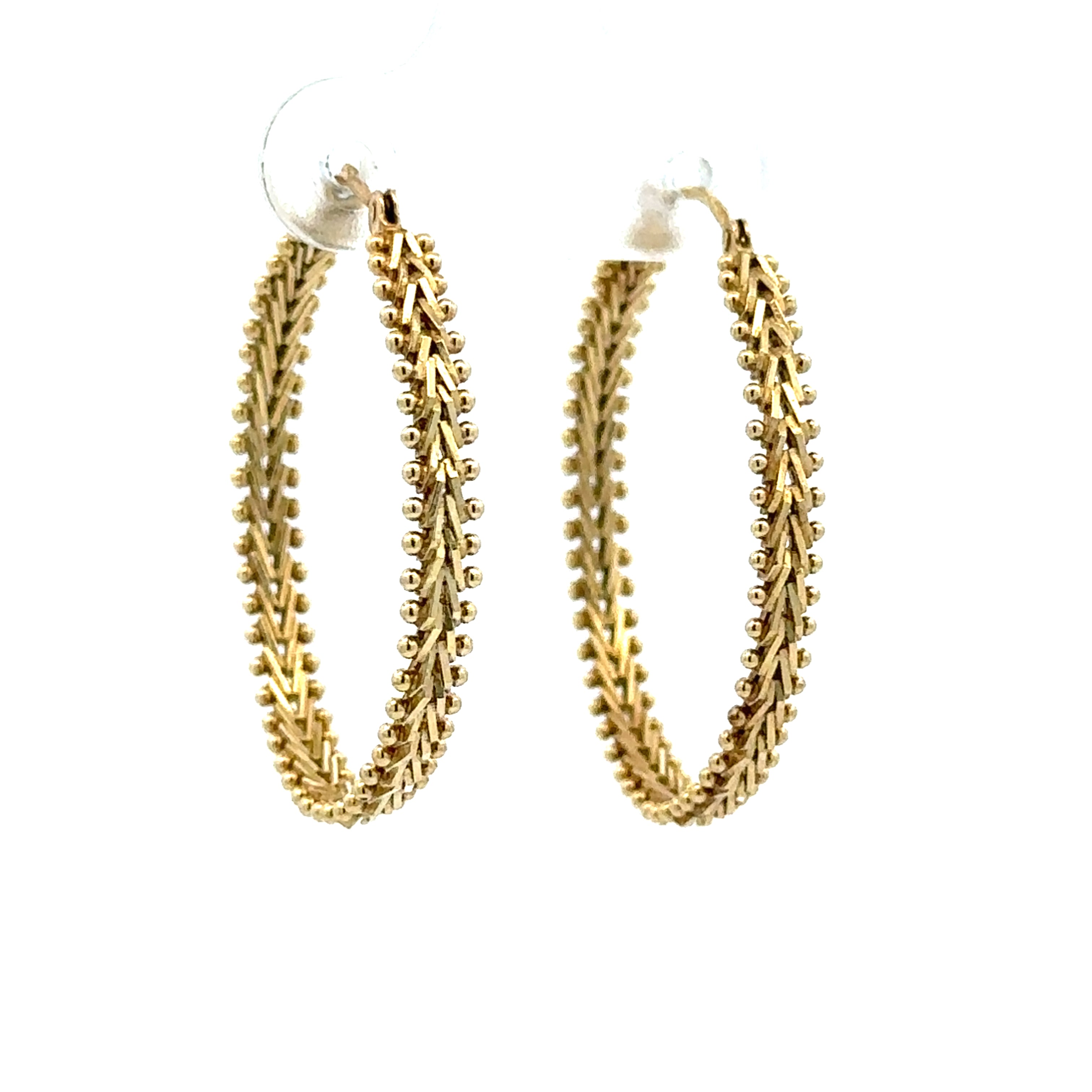 Estate Collection: 14K Yellow Gold 28MM Round Woven Style Hoop Earrings