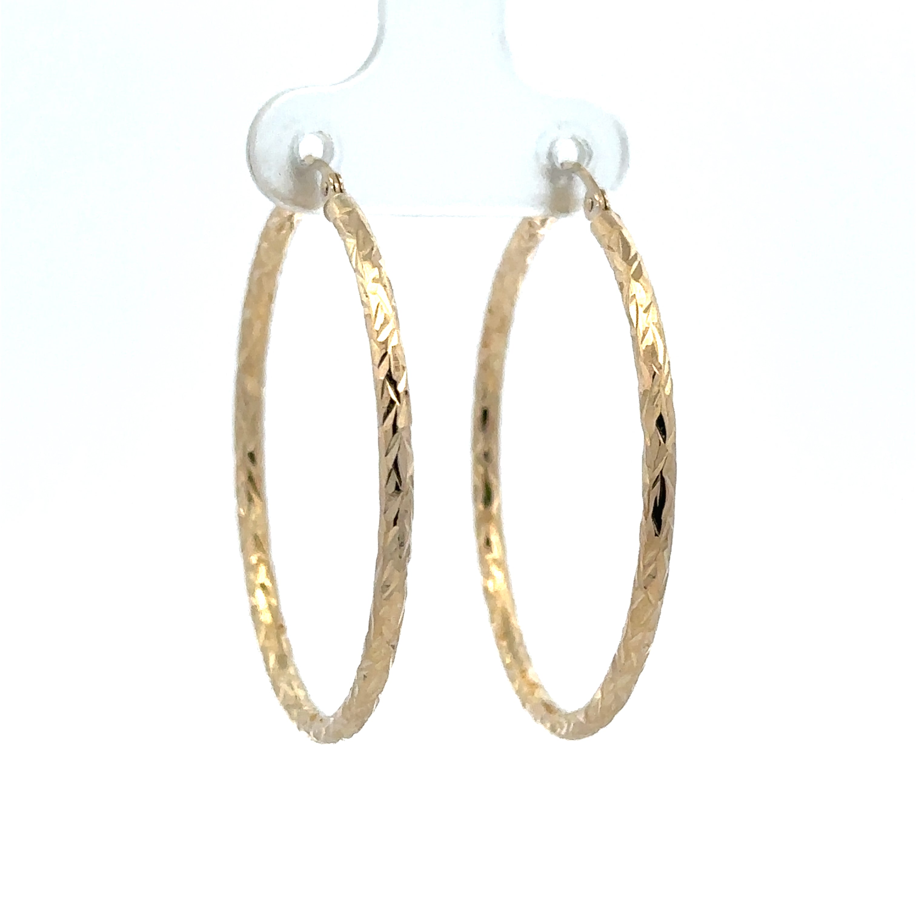 Estate Collection: 10K Yellow Gold 33MM Diamond-Cut Hollow Hoop Earrings