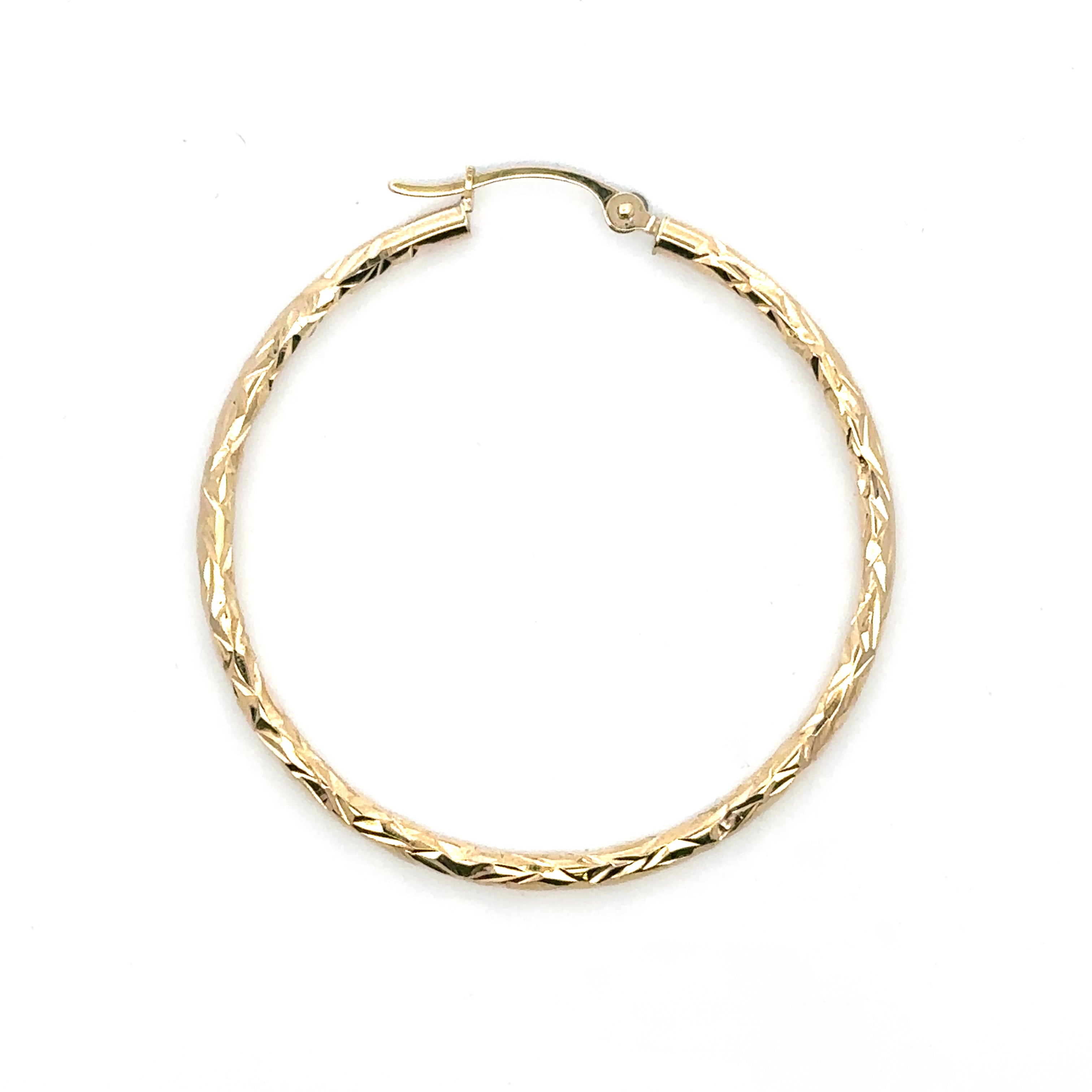 Estate Collection: 10K Yellow Gold 33MM Diamond-Cut Hollow Hoop Earrings