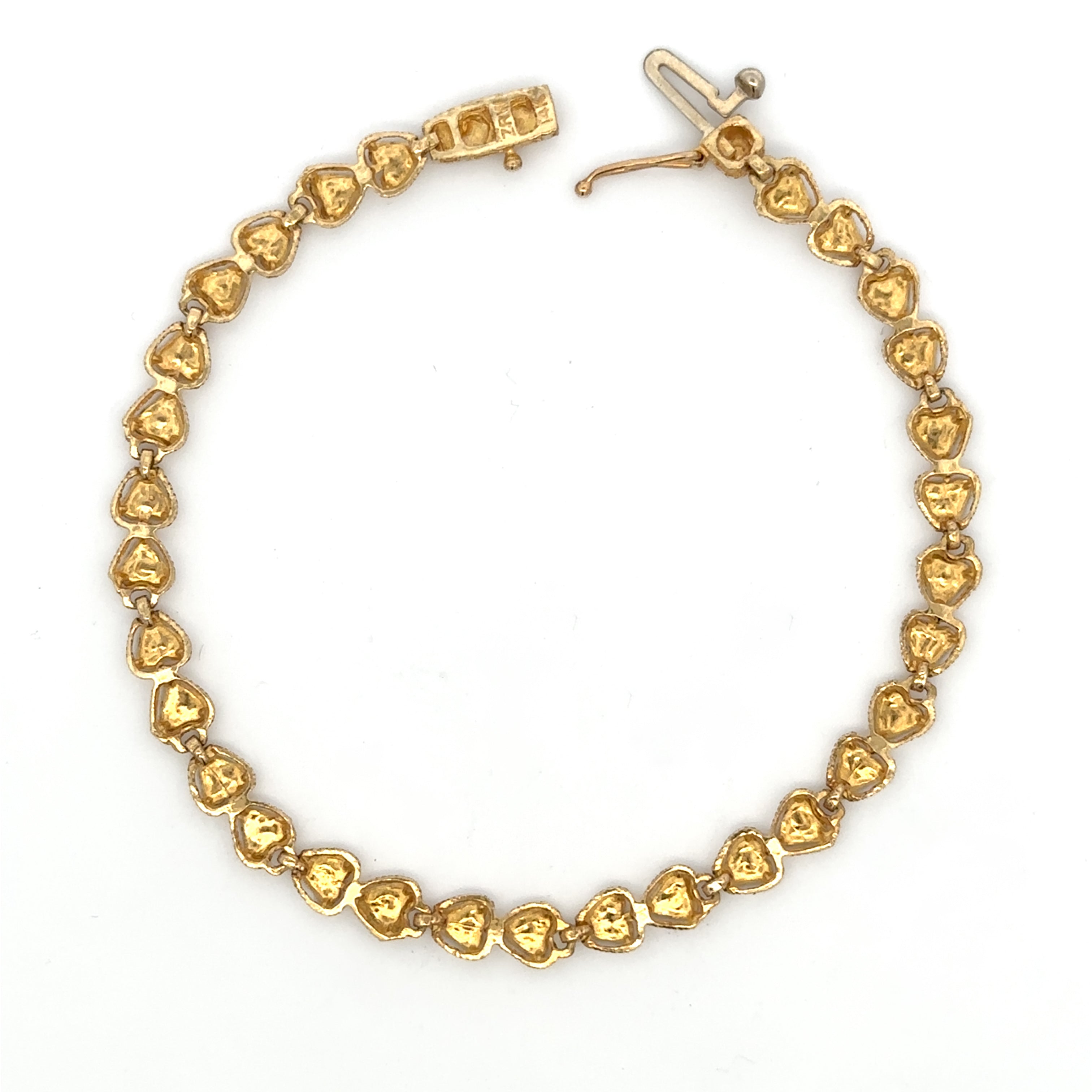 Estate Collection: 14K Yellow Gold 7.25" Diamond-Cut Heart Link Bracelet