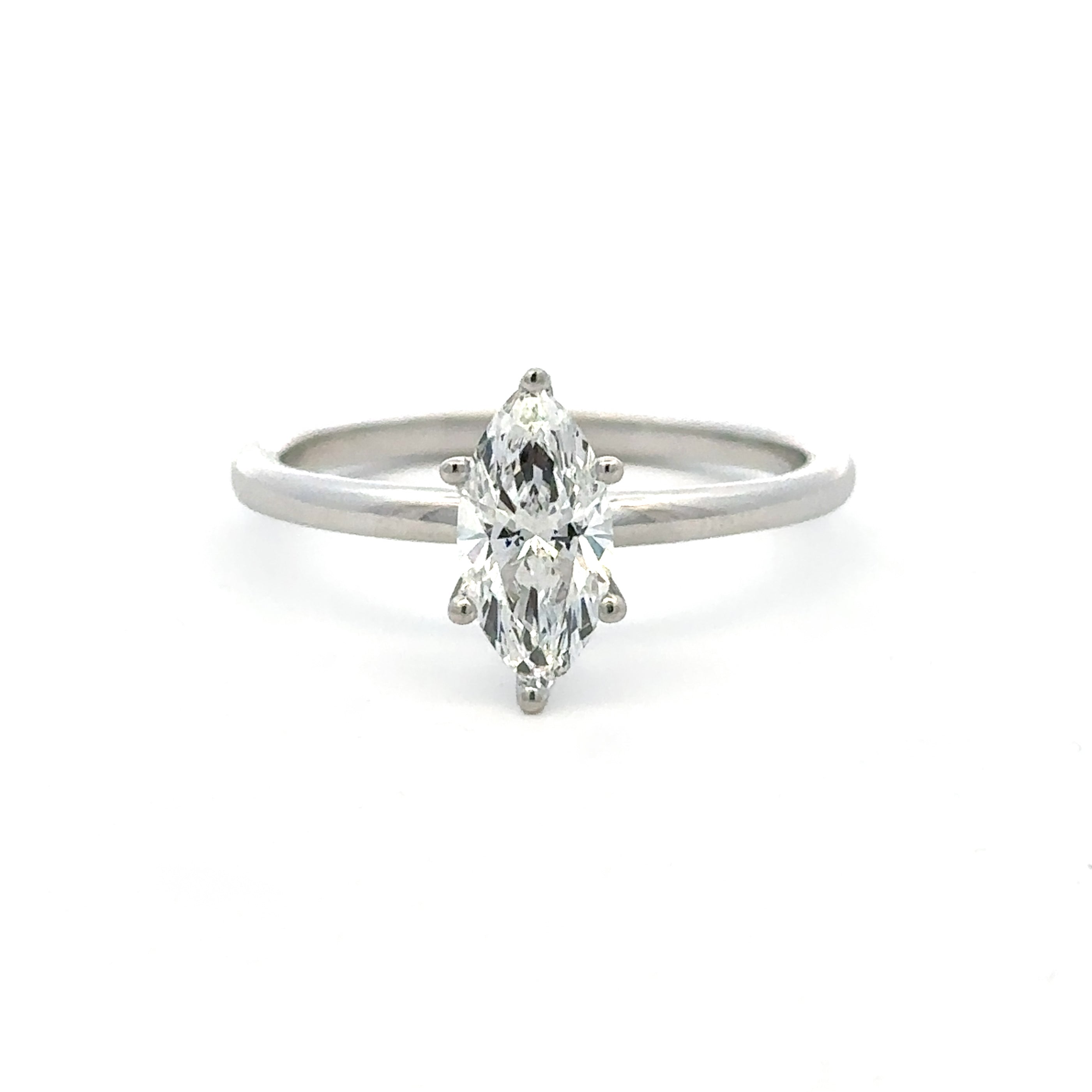 Estate Collection: 14K White Gold Certified 1.09CT. Marquise Lab-Grown Diamond Engagement Ring