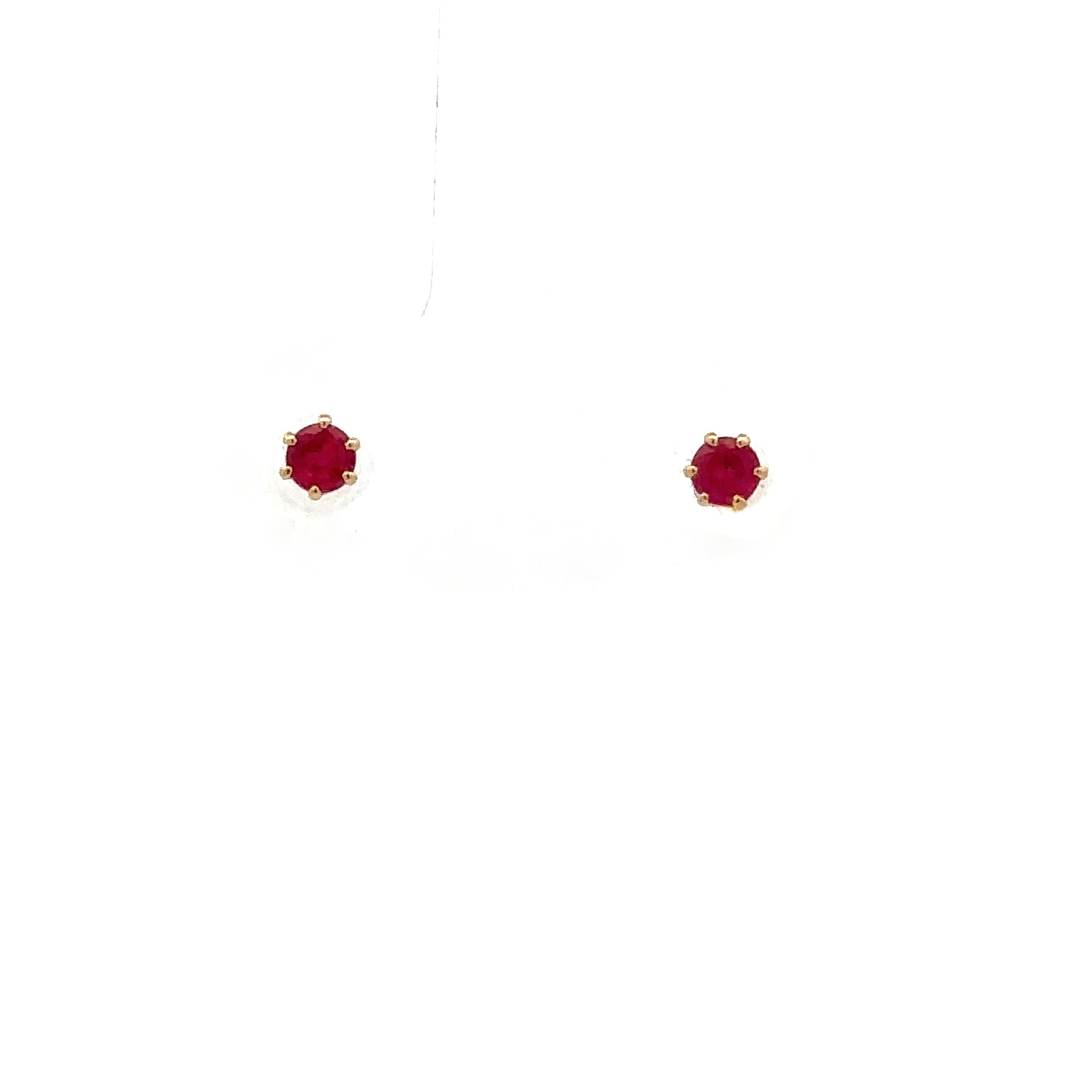 Estate Collection: 14K Yellow Gold 6-Prong Ruby Stud Earrings (10K Backs)