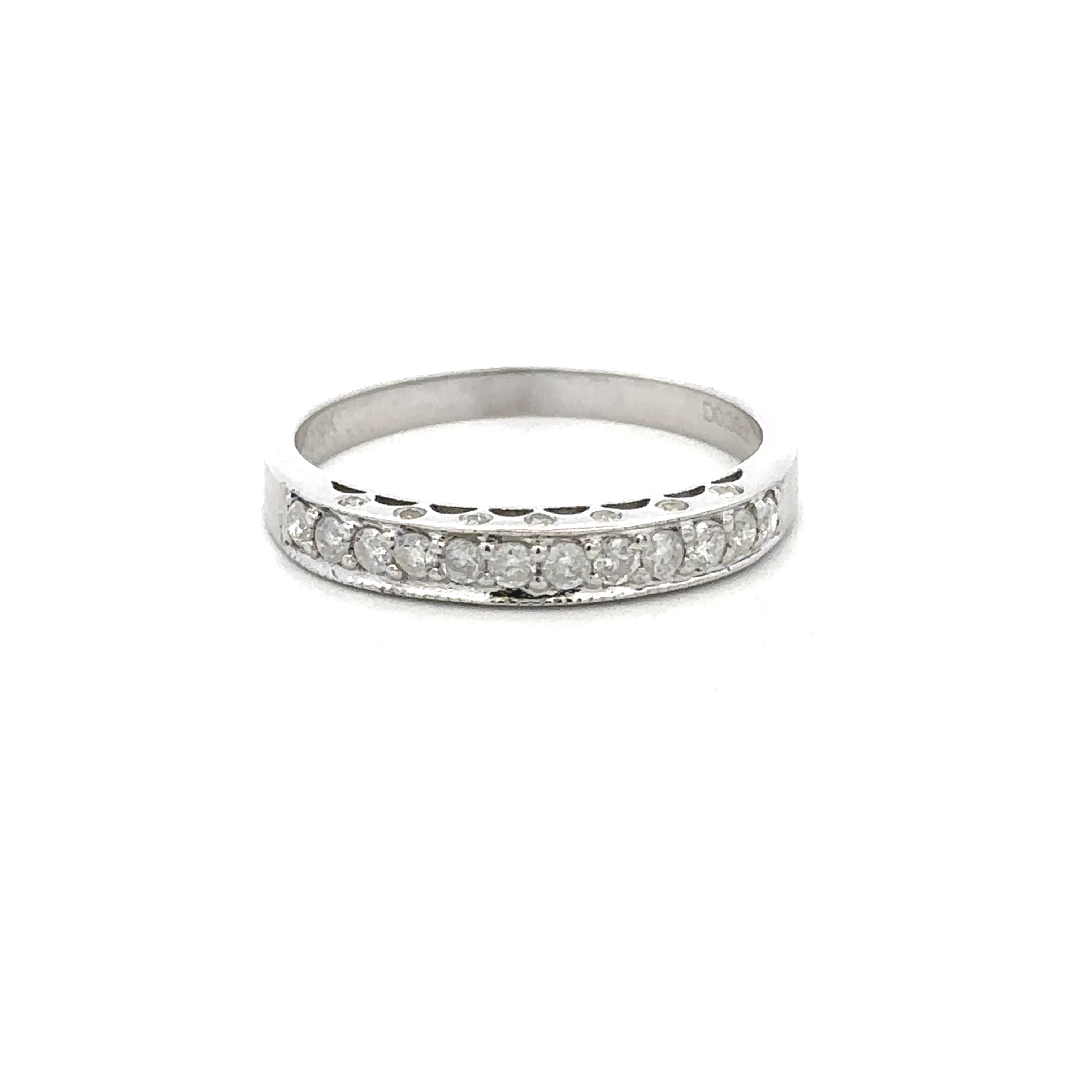 Estate Collection: 14K White Gold Half Eternity 0.3CTW. Natural Diamond Band Size 7