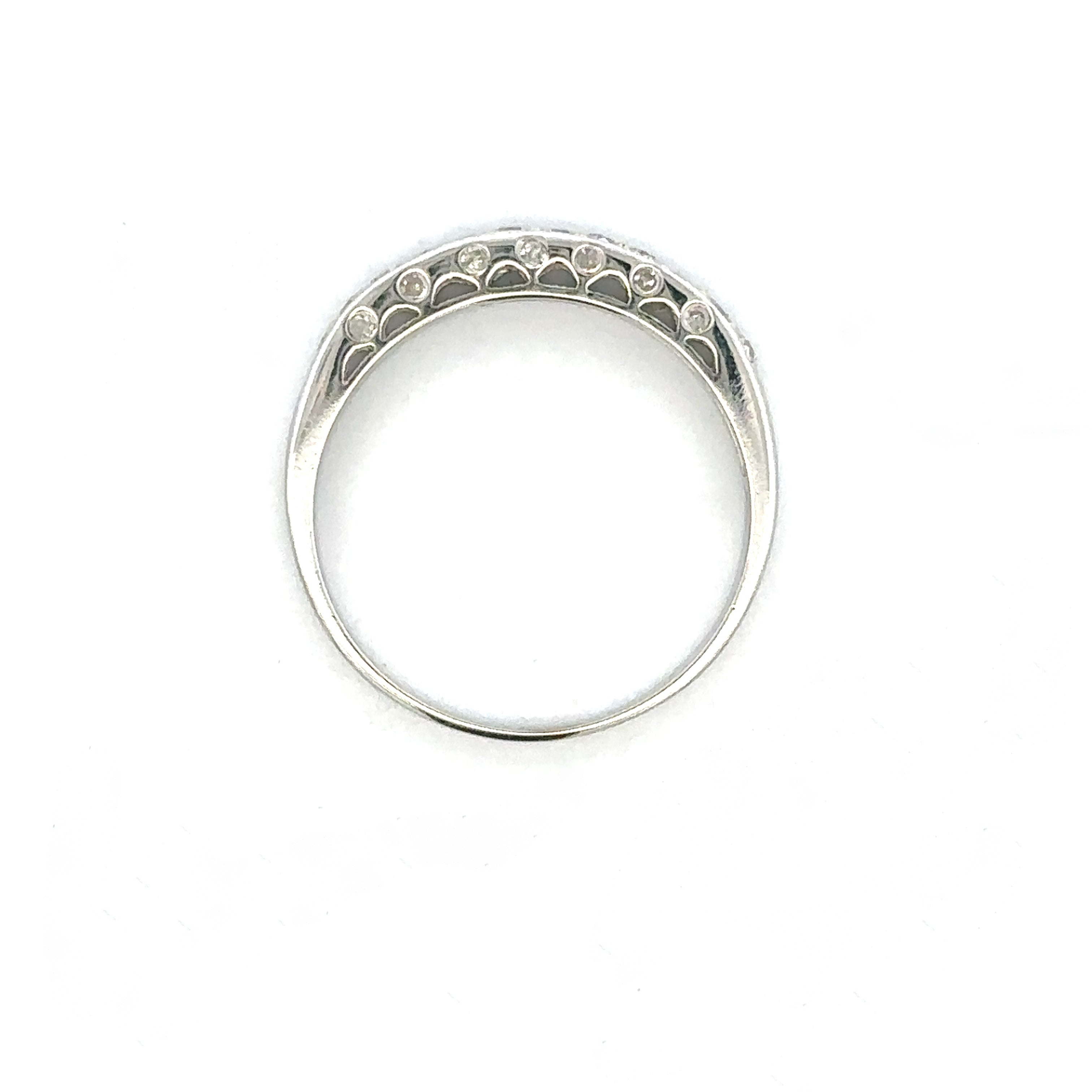 Estate Collection: 14K White Gold Half Eternity 0.3CTW. Natural Diamond Band Size 7