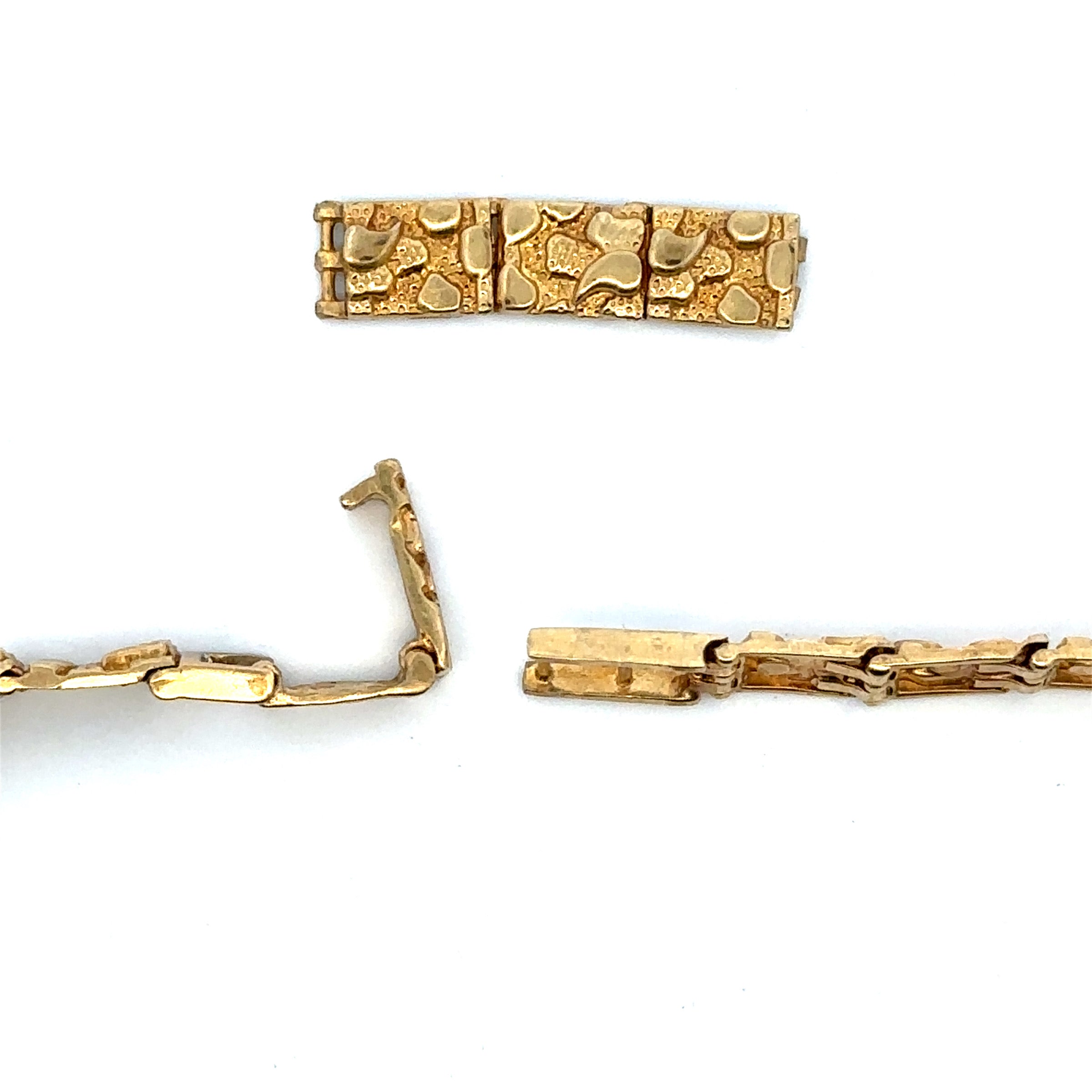 Estate Collection: 10K Yellow Gold 7.5" Nugget Bracelet with 3 Loose Extra Links