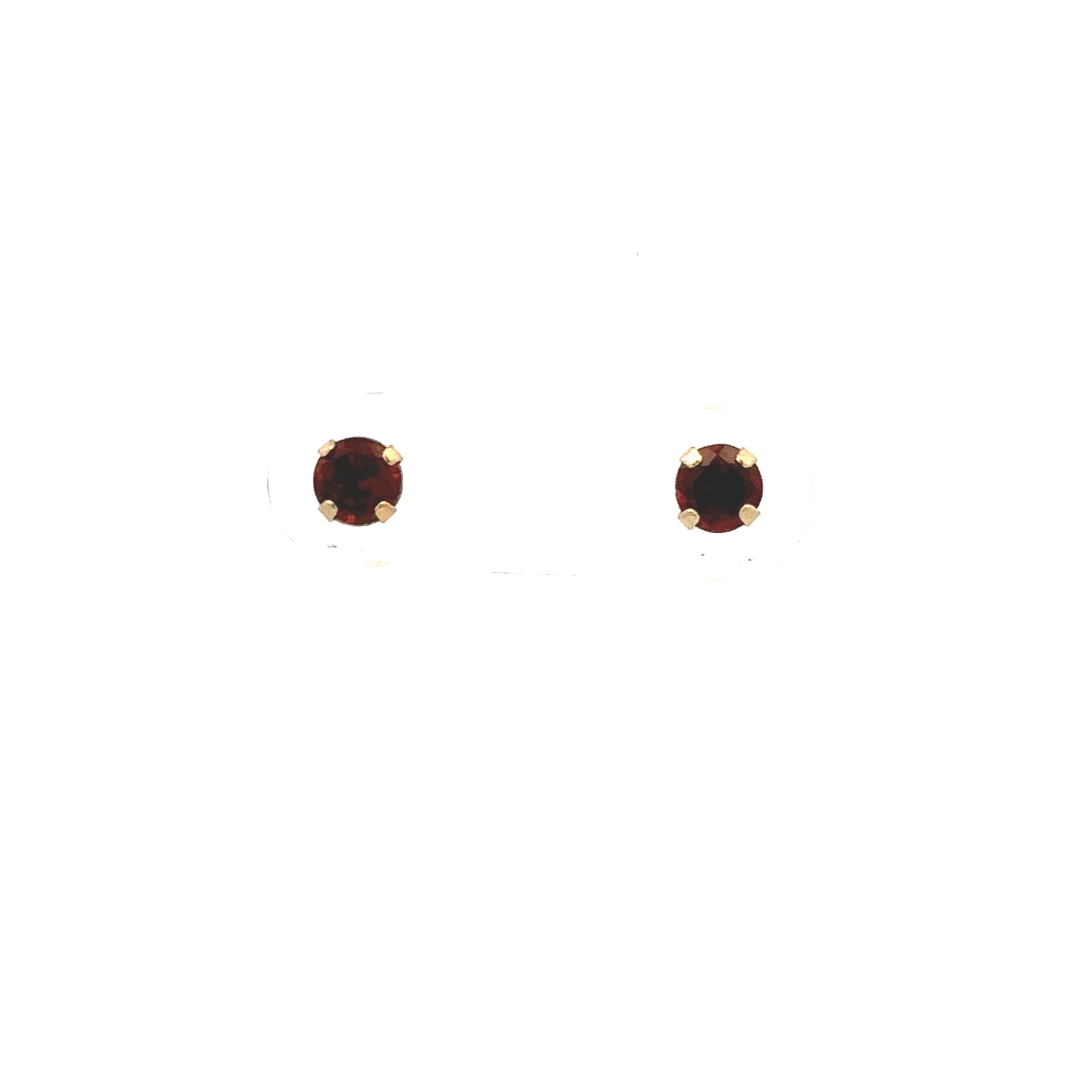 Estate Collection: 14K Yellow Gold 4-Prong Round Garnet Stud Earrings (10K Backs)