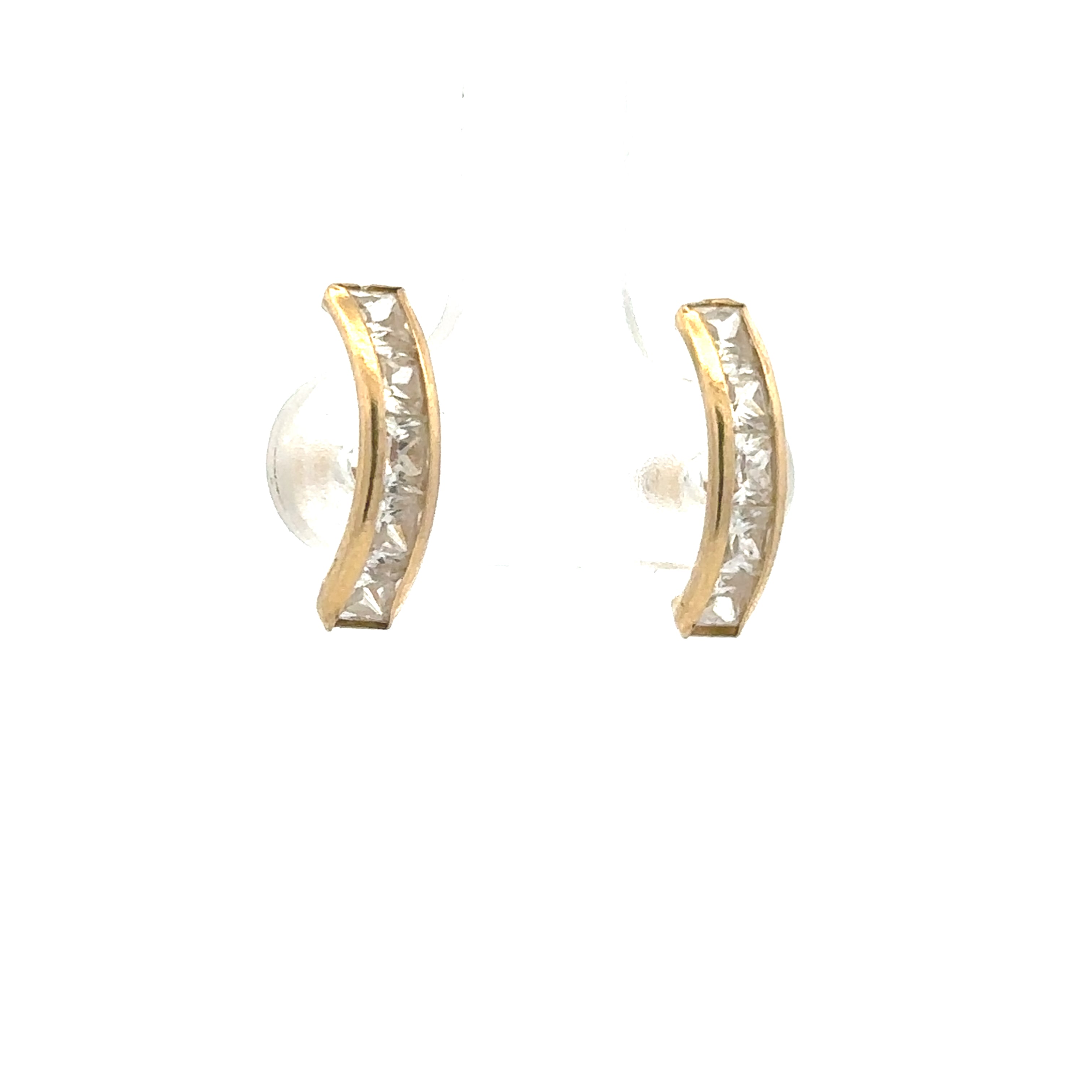 Estate Collection: 14K Yellow Gold Curved CZ Stud Earrings