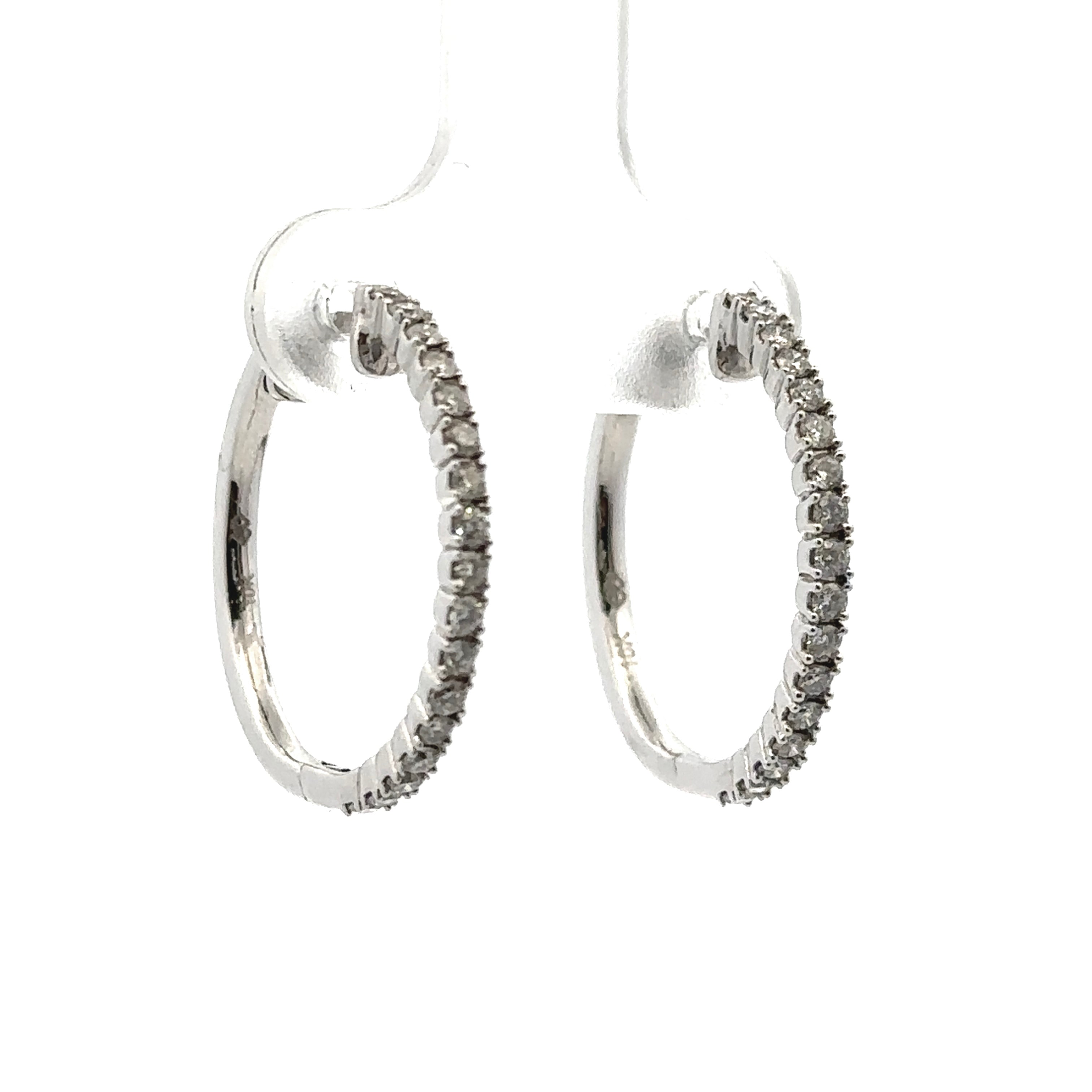 Estate Collection: 10K White Gold Natural Diamond 22MM Round Hoop Earrings