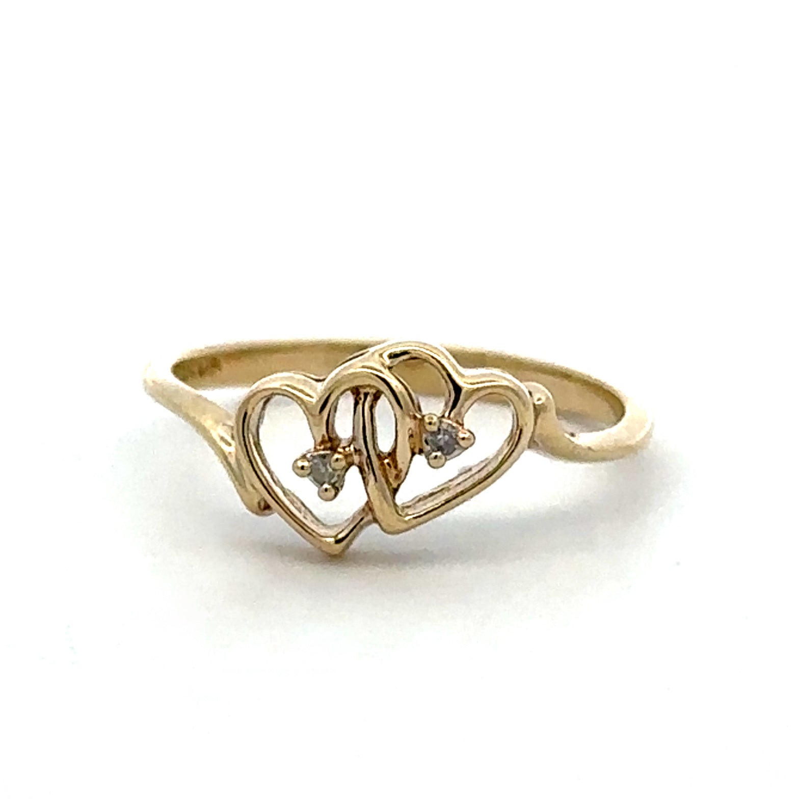 Estate Collection: 10K Yellow Gold Diamond Accented Heart Ring