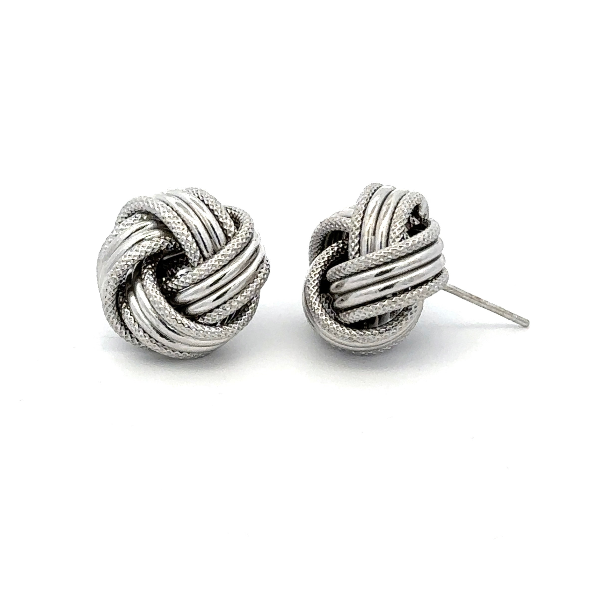Estate Collection: 14K White Gold Knot Stud Earrings