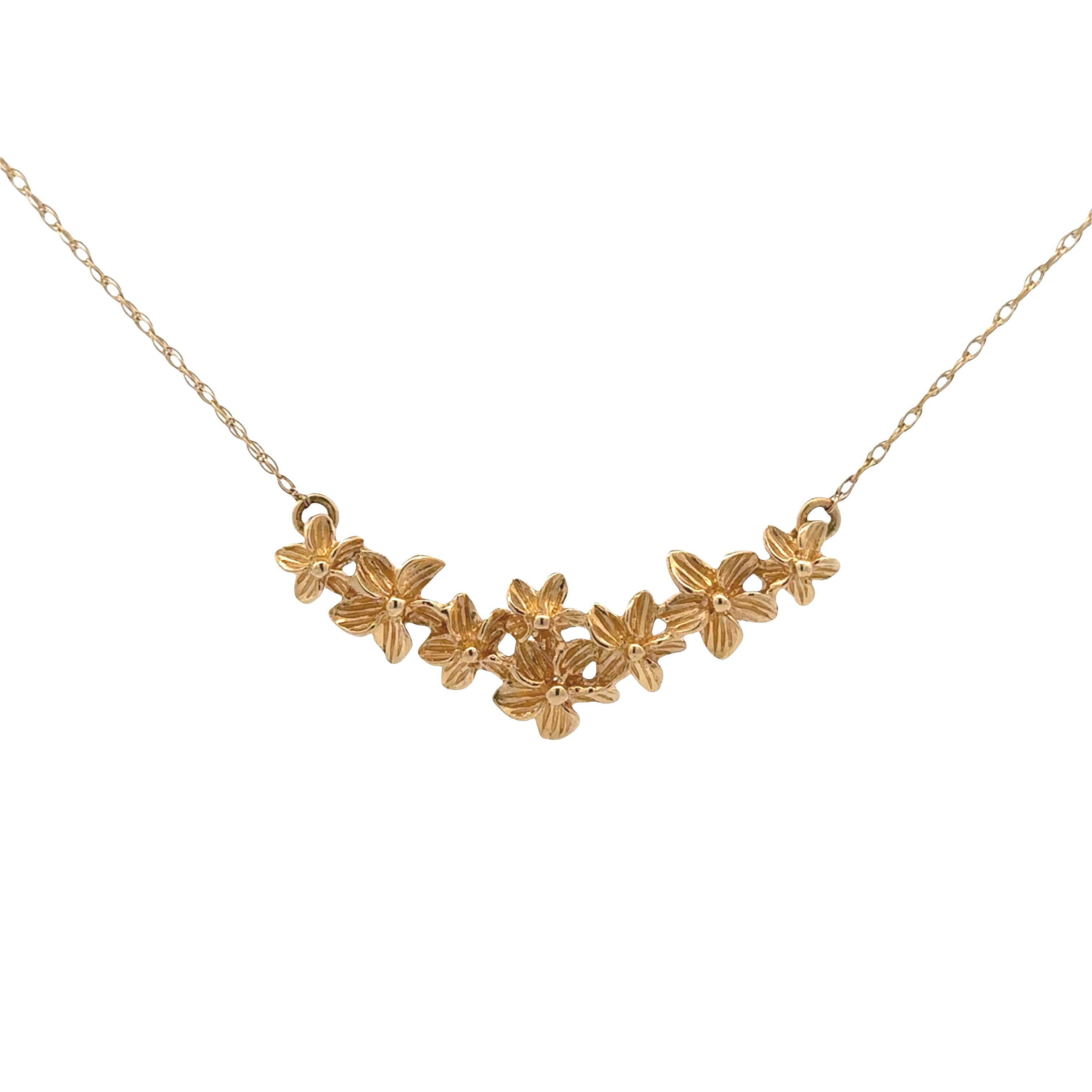 Estate Collection: 14K Yellow Gold Forget-Me-Not Flower 18" Necklace