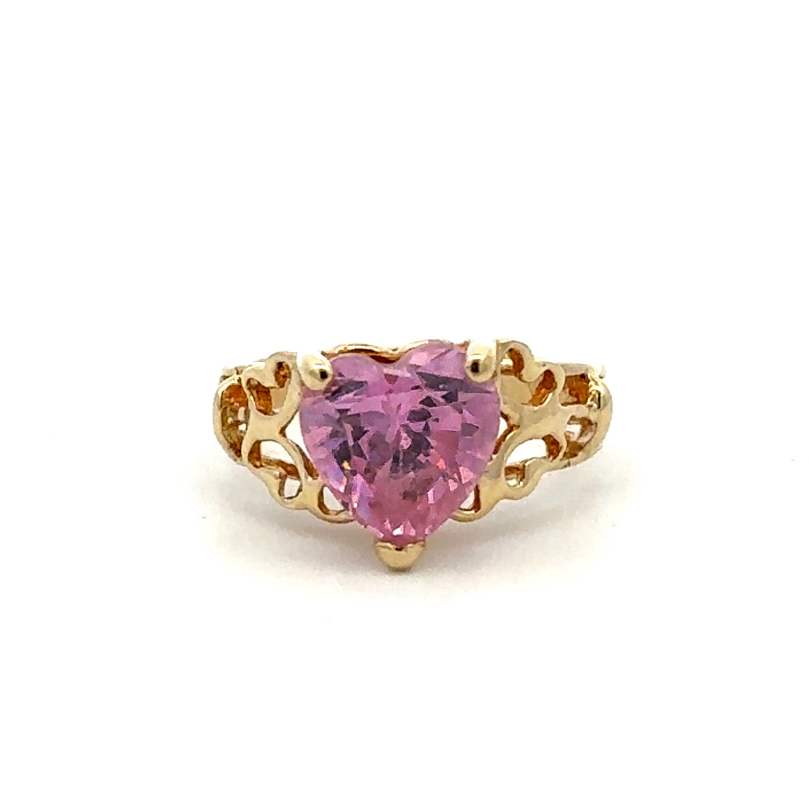 Estate Collection: 10K Yellow Gold Heart Pink Ice Ring