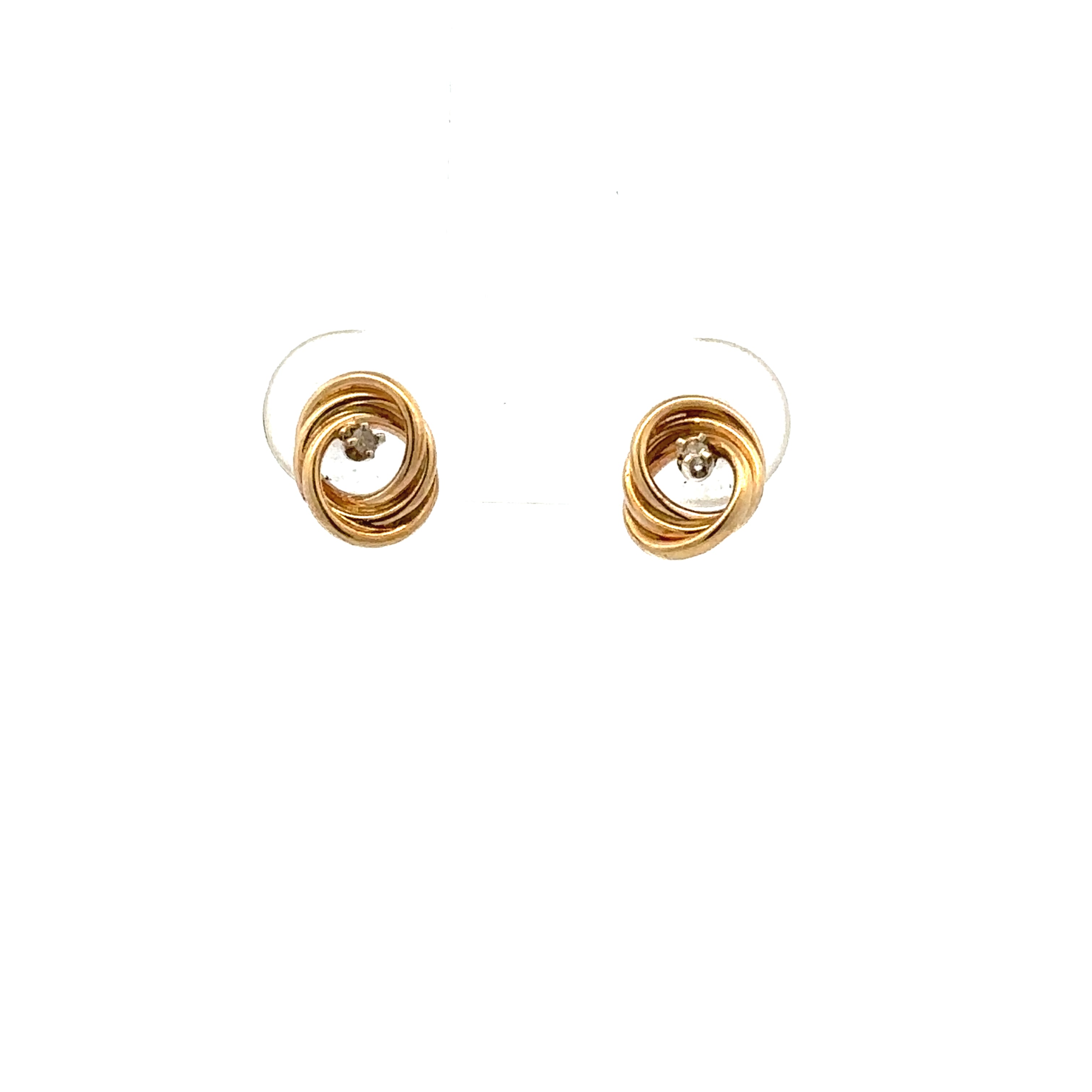Estate Collection: 14K Yellow Gold Diamond Accented Knot Stud Earrings