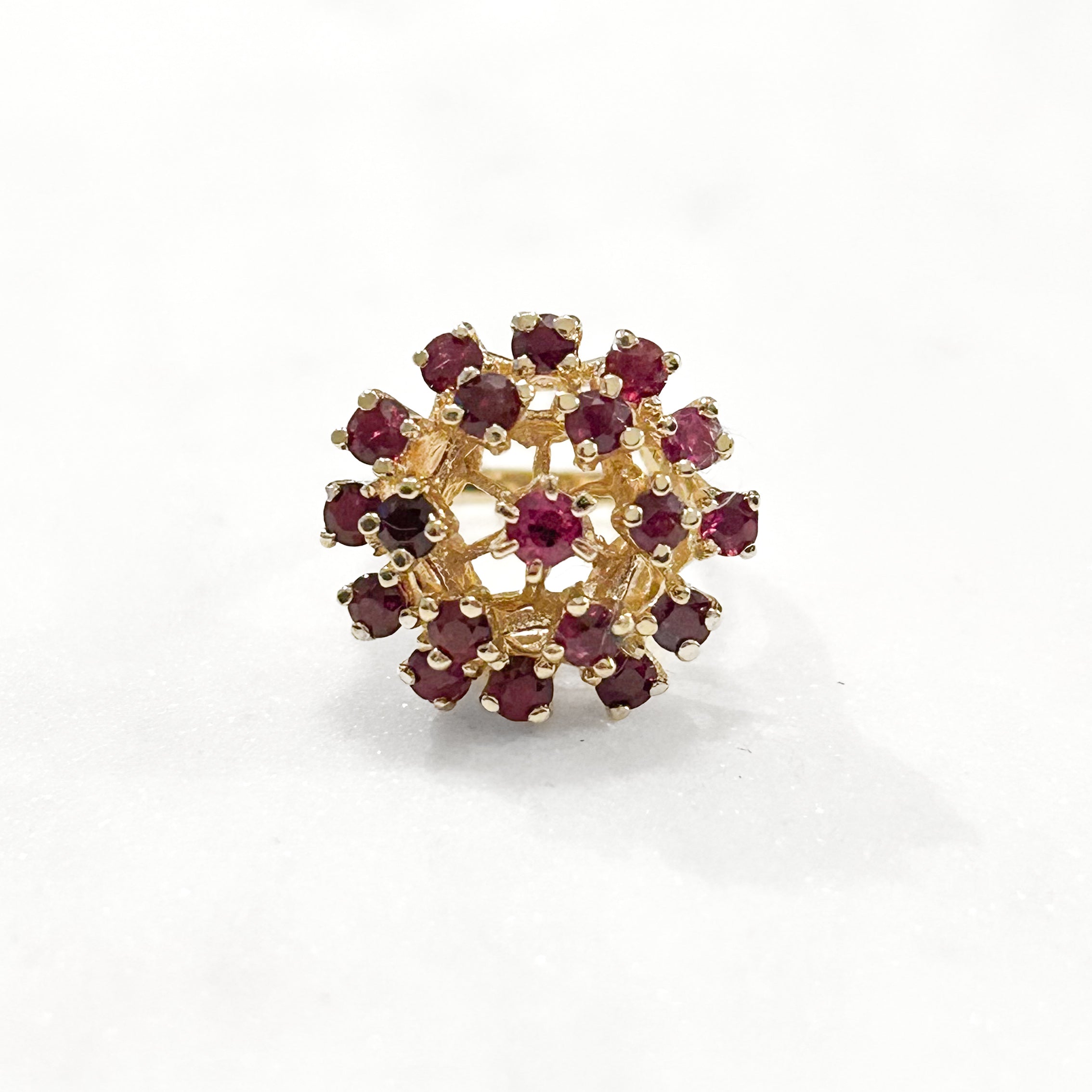 Estate Collection: 14K Yellow Gold Round Ruby Cluster Ring