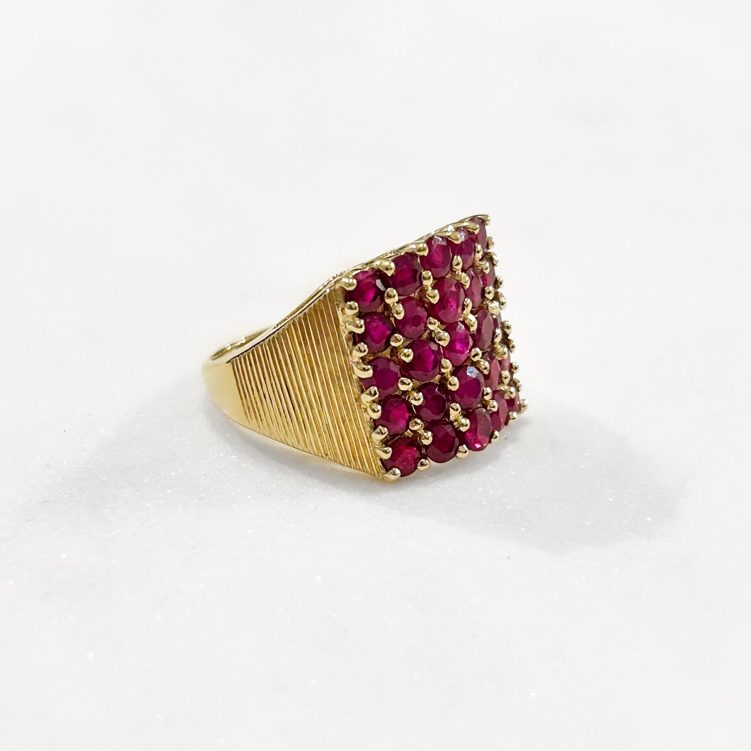 Estate Collection: 14K Yellow Gold Ruby Cluster Fashion Ring