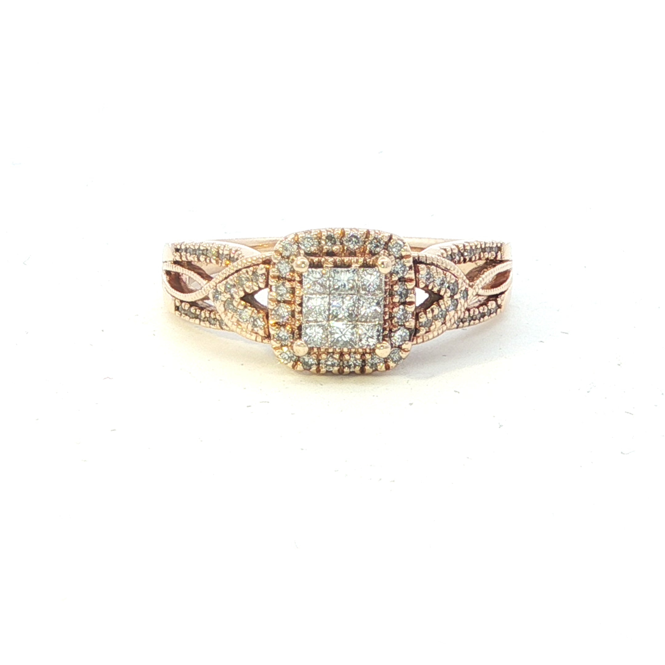 Estate Collection: 10K Yellow Gold Illusion Set Diamond Engagement Ring