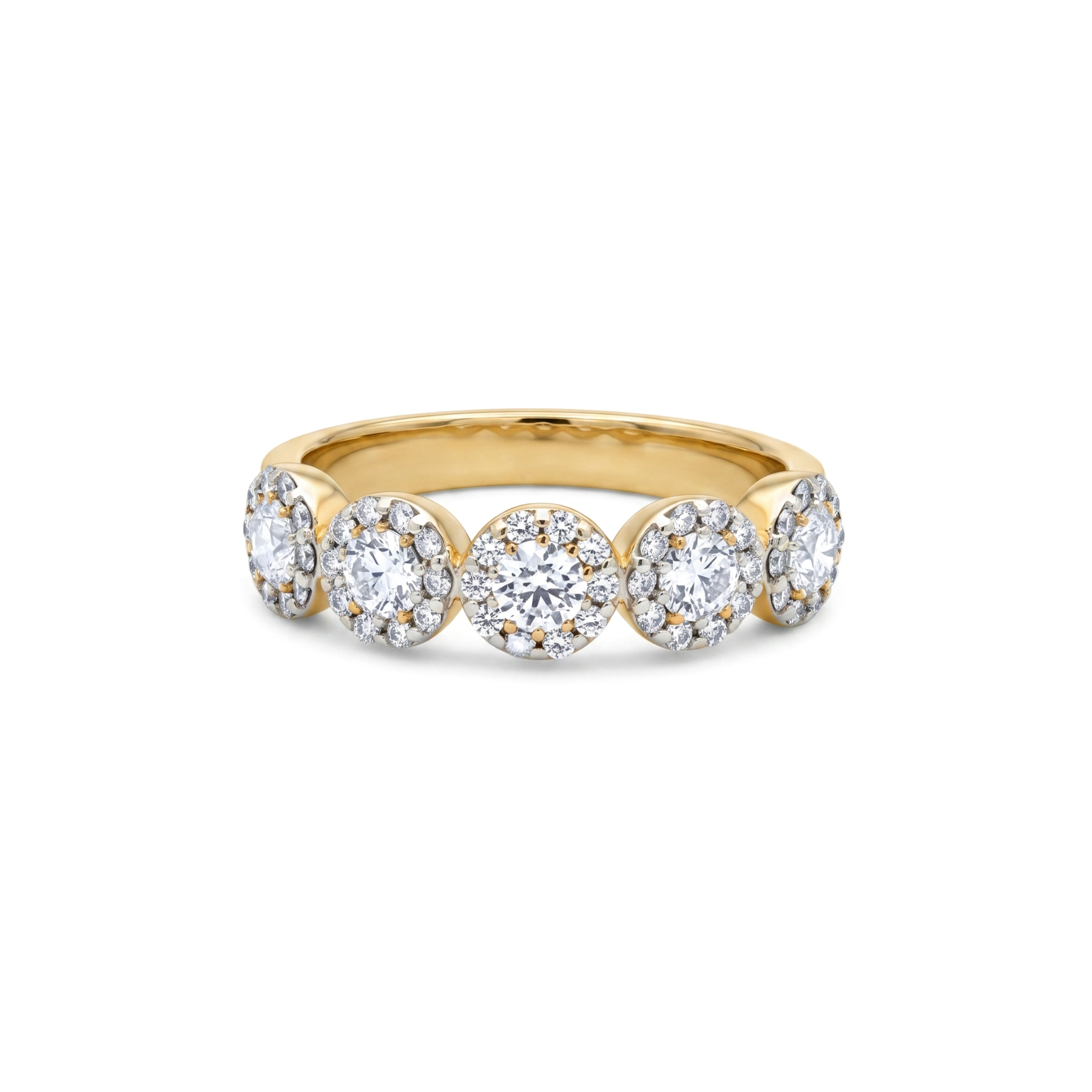 Estate Collection: 18K Yellow Gold Diamond 5-Stone Style Halo Band