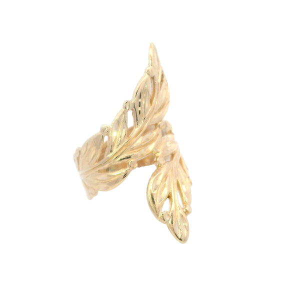 Estate Collection: 14K Yellow Gold Leaf Bypass Statement Ring