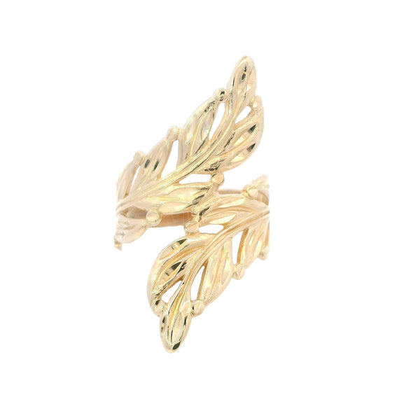 Estate Collection: 14K Yellow Gold Leaf Bypass Statement Ring