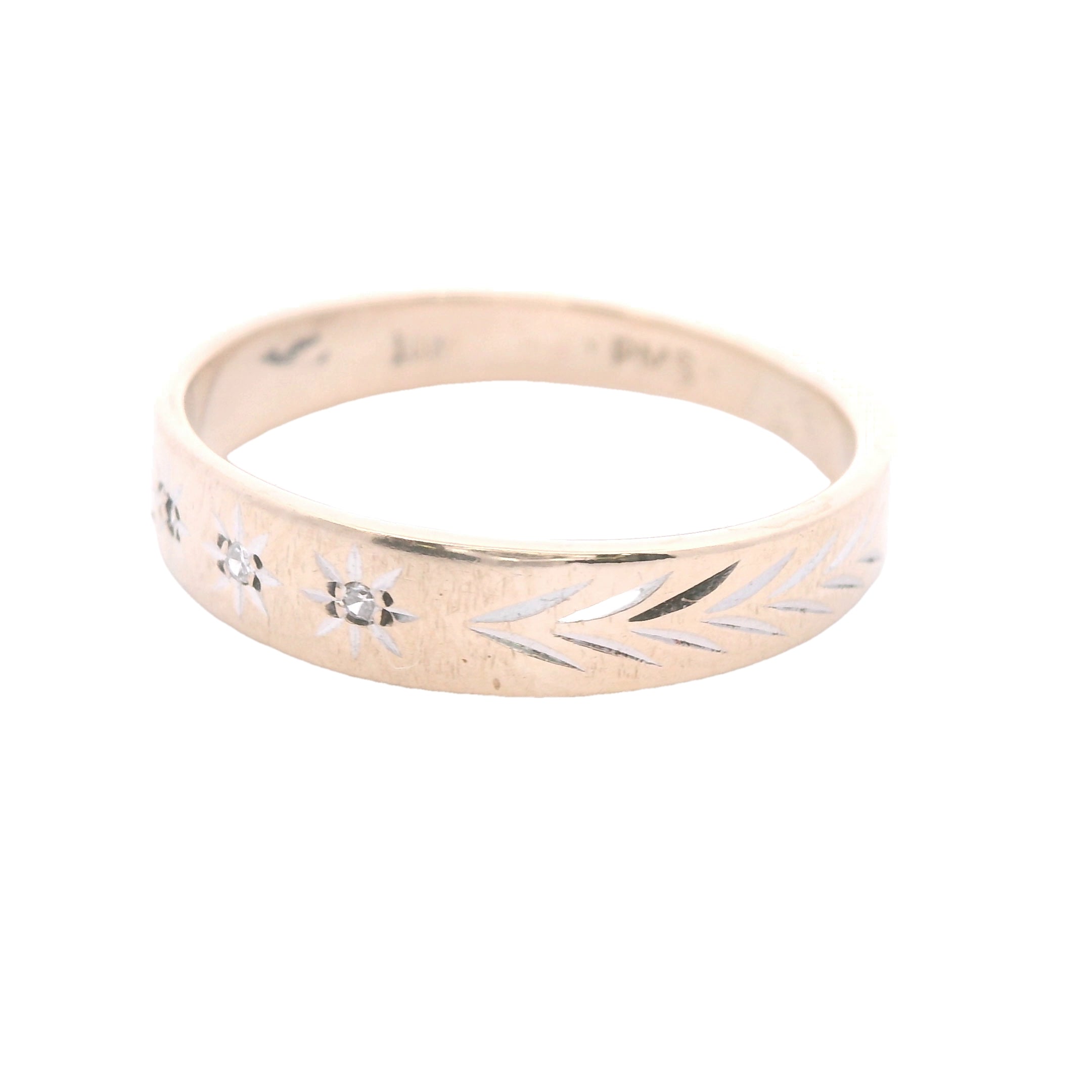 Estate Collection: 10K Yellow Gold Engraved Details Wedding Band