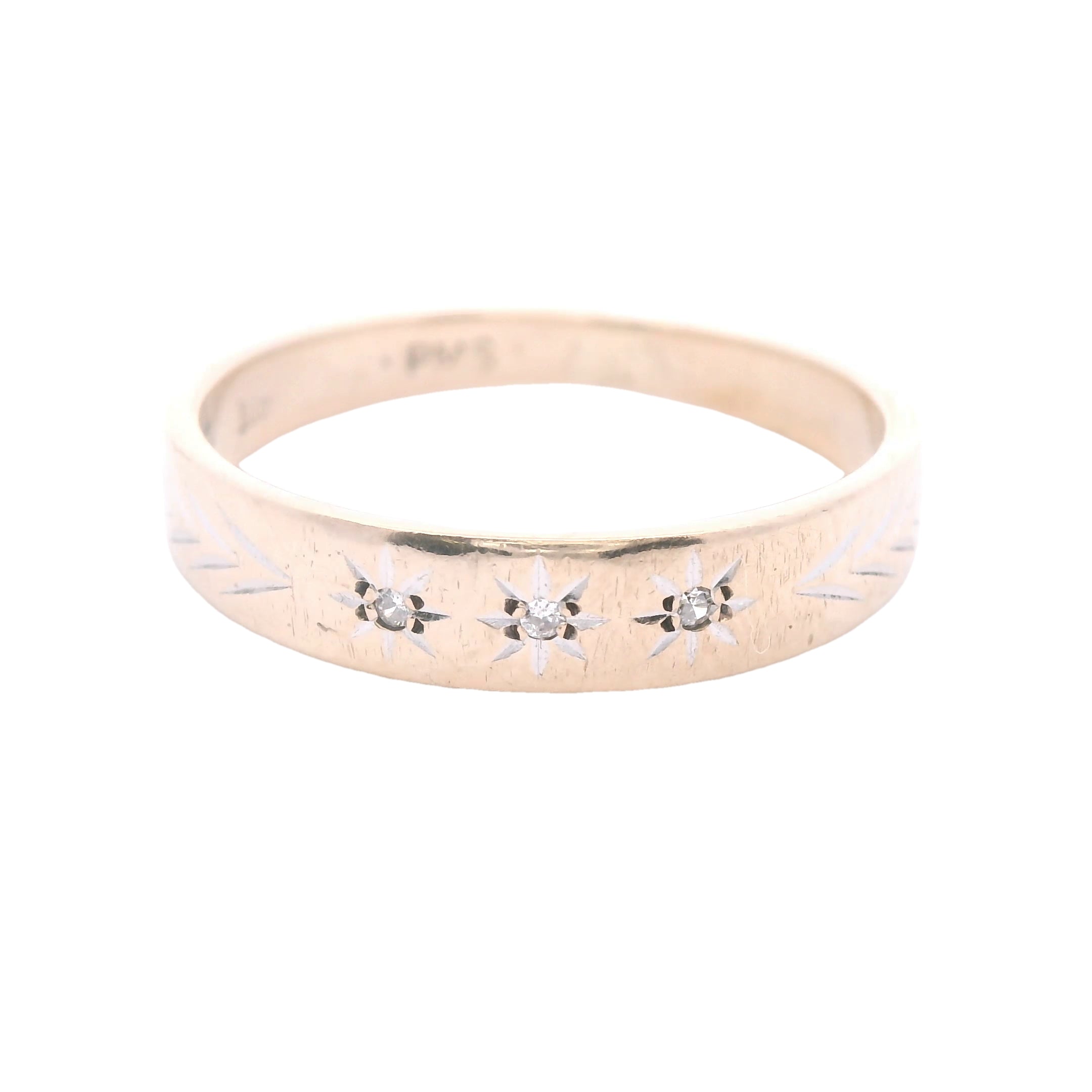 Estate Collection: 10K Yellow Gold Engraved Details Wedding Band