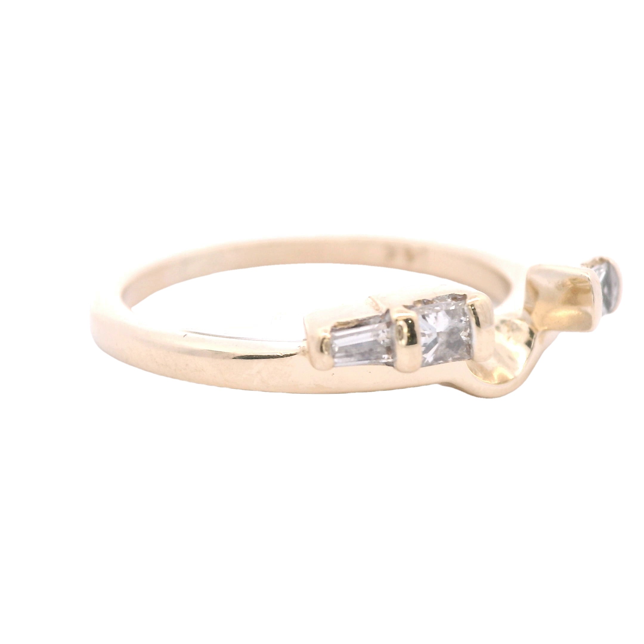 Estate Collection: 14K Yellow Gold Princess-Cut & Tapered Baguette Diamond Enhancer Ring