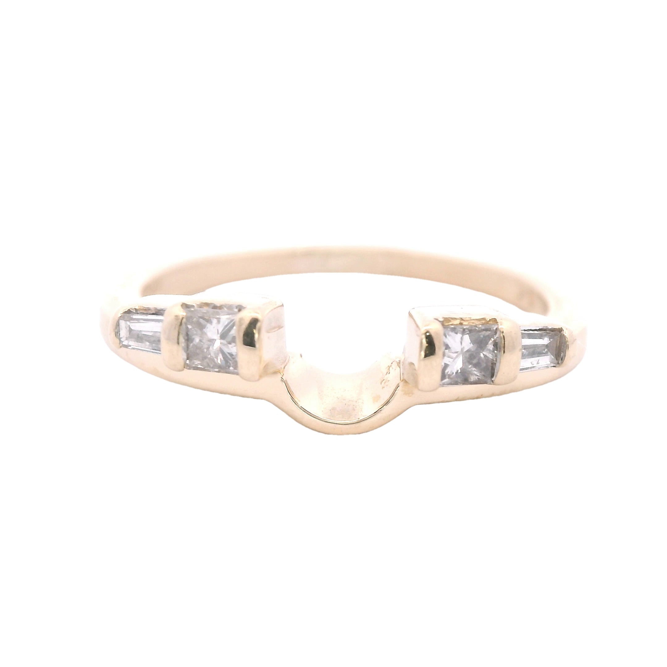 Estate Collection: 14K Yellow Gold Princess-Cut & Tapered Baguette Diamond Enhancer Ring