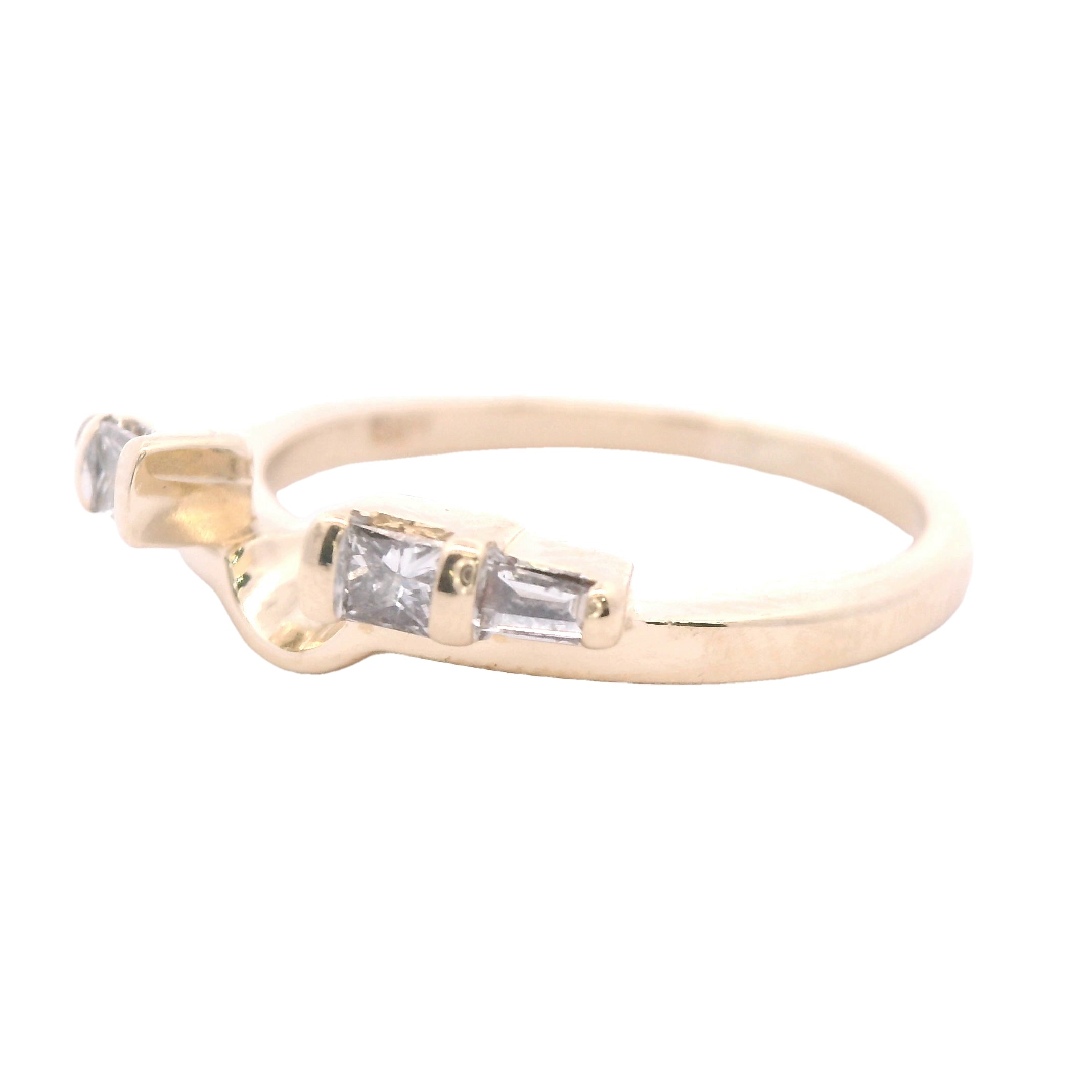 Estate Collection: 14K Yellow Gold Princess-Cut & Tapered Baguette Diamond Enhancer Ring