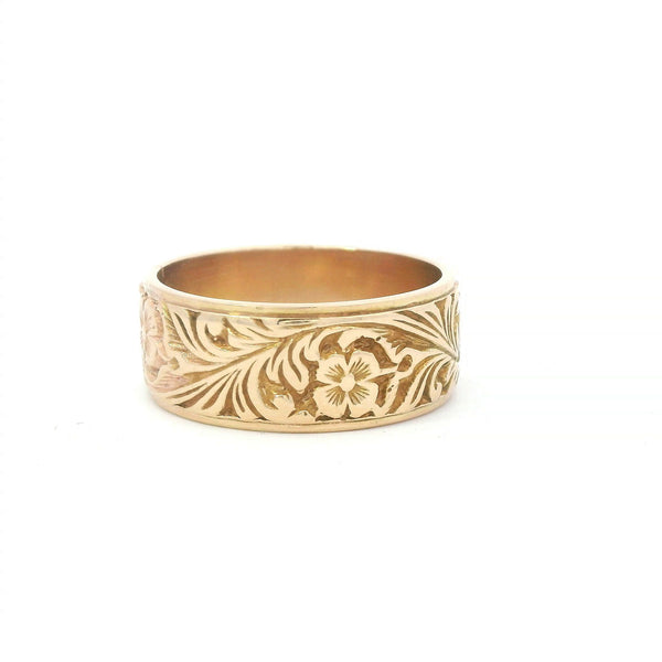 Estate Collection: 14K Yellow Gold Floral 8MM Band