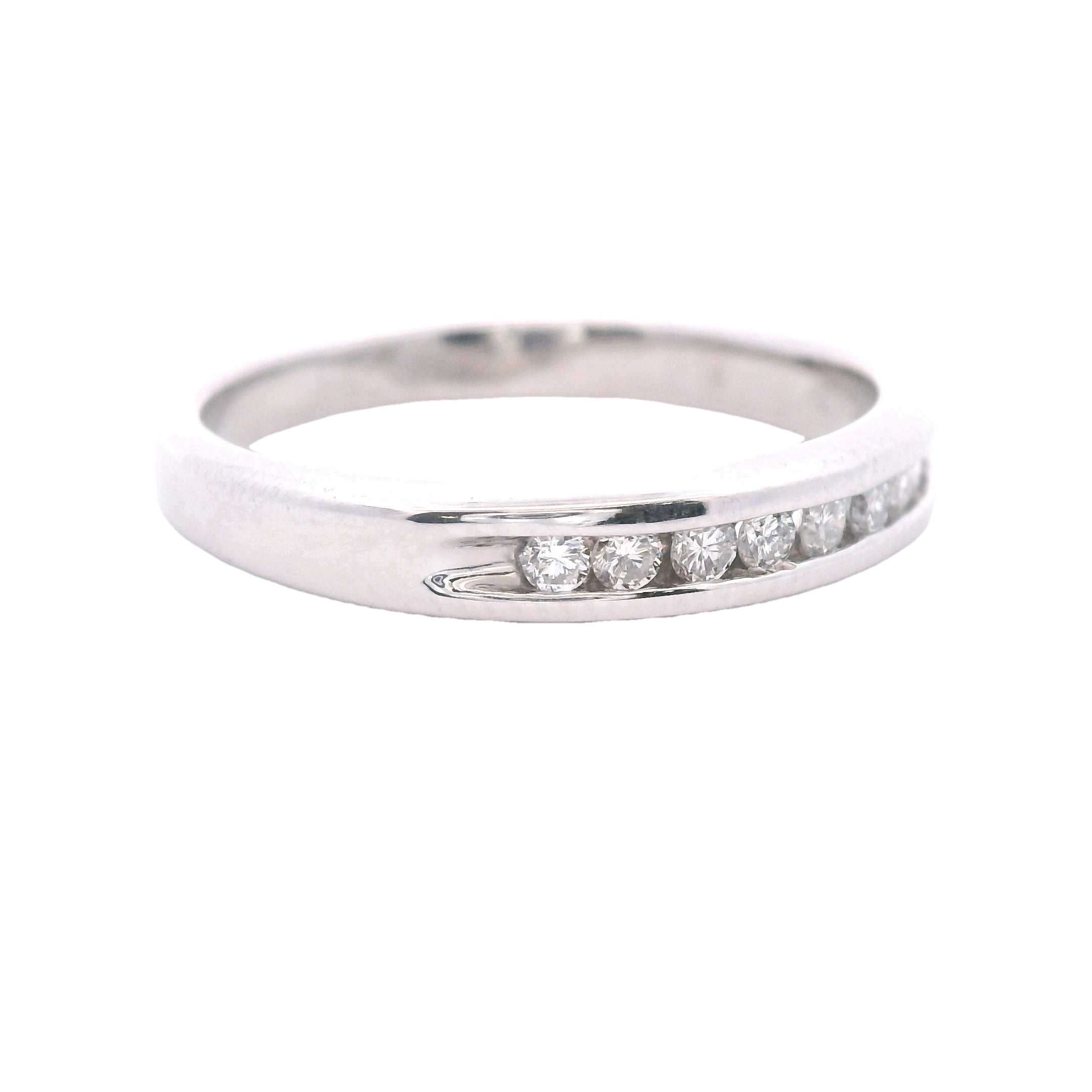 Estate Collection: Platinum Channel Set Round Diamond Wedding Band