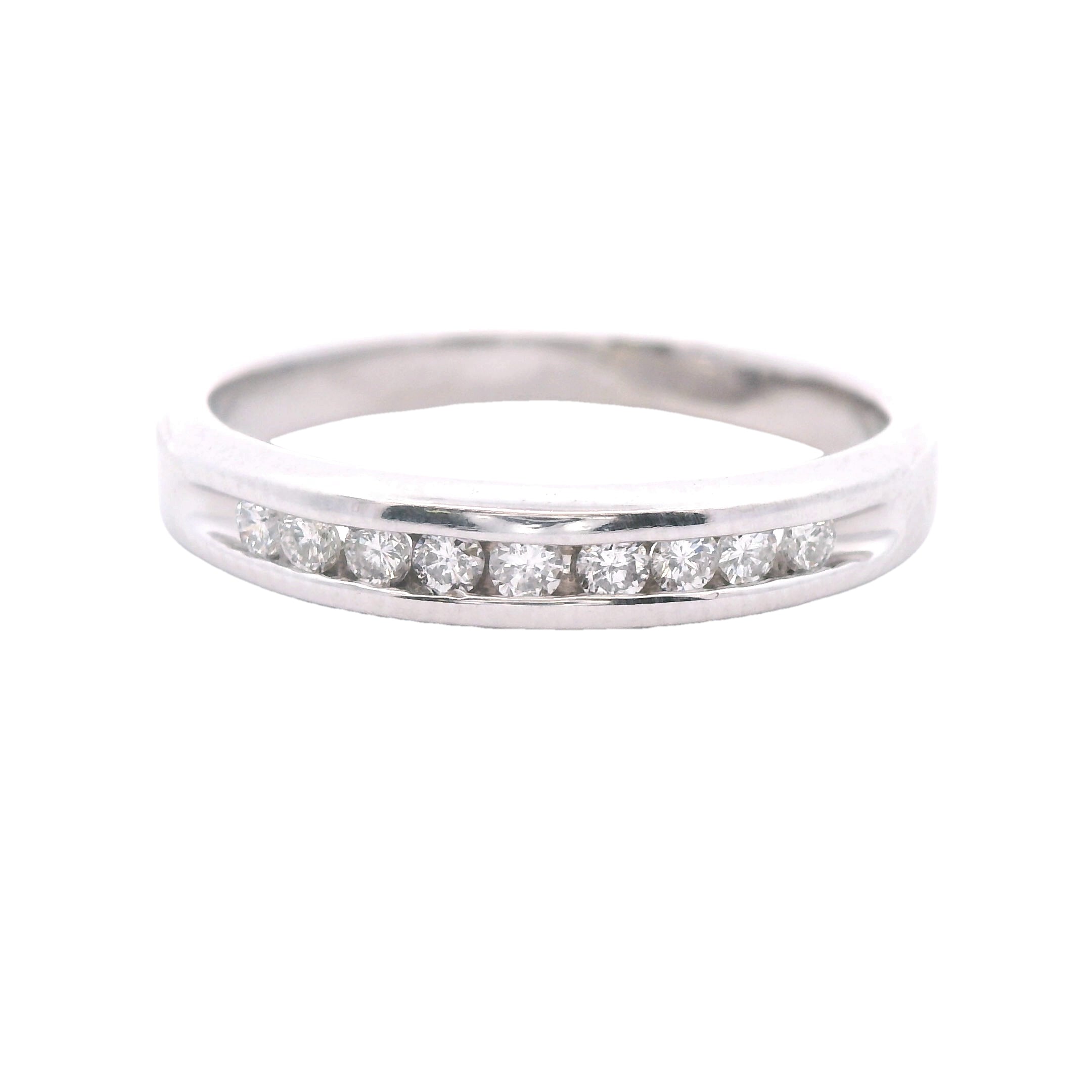 Estate Collection: Platinum Channel Set Round Diamond Wedding Band