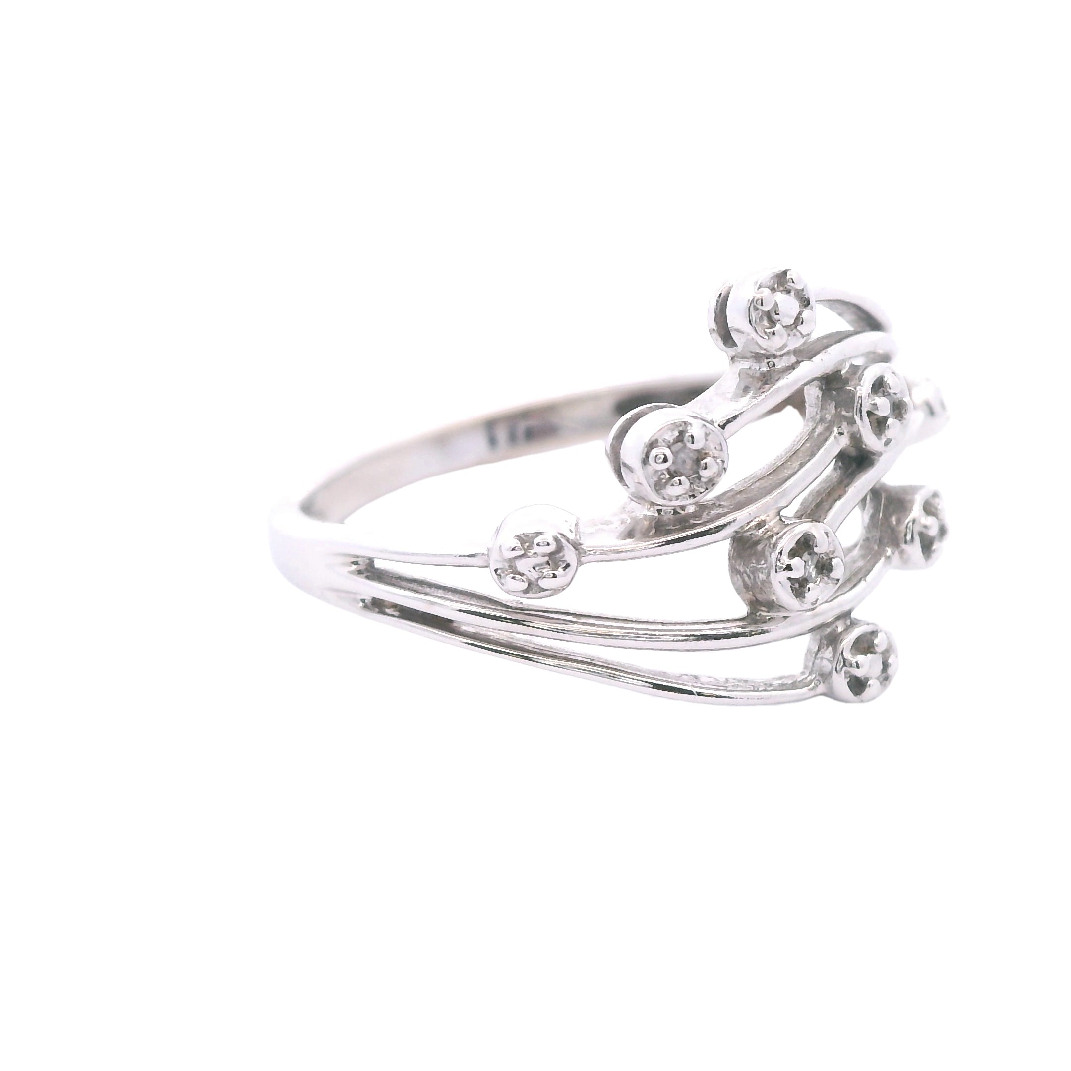 Estate Collection: 10K White Gold Diamond Whimsical Ring