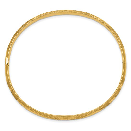 14K Yellow Gold Florentine Engraved Hinged Bangle Bracelet