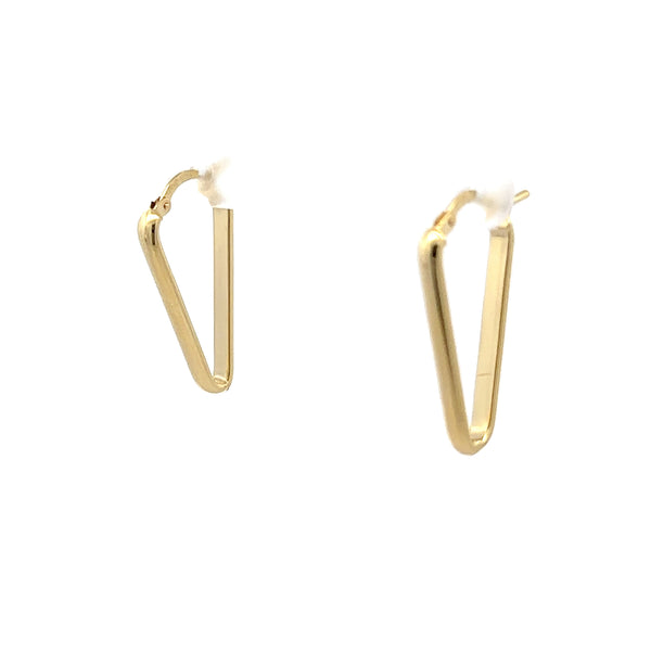14K Yellow Gold Geometric "V" Hoop Earrings