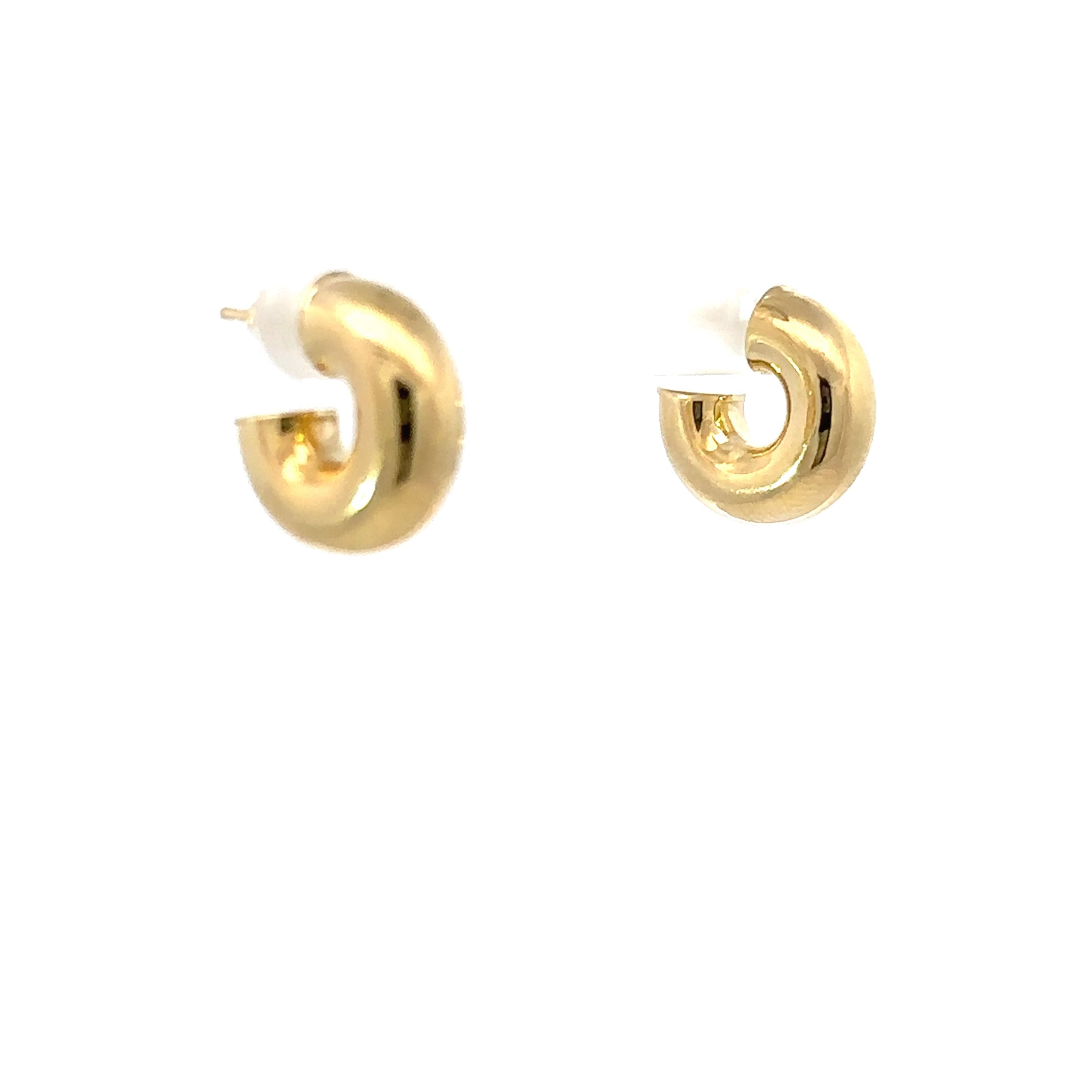 14K Yellow Gold Chunky Mini Stud Hoop Earrings